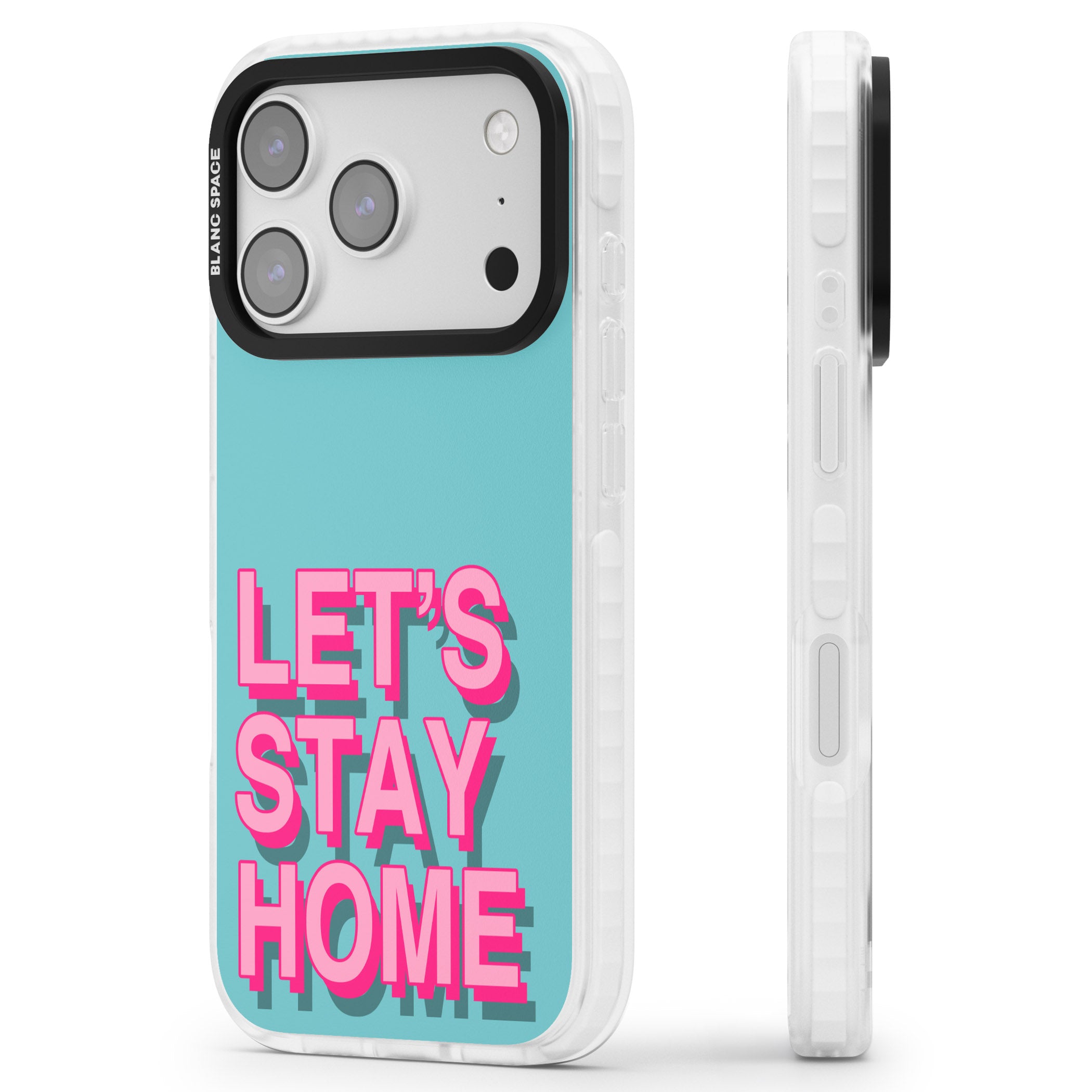 Let'S Stay Home iPhone 17 Pro Impact Pro Clear Phone Case Side Profile