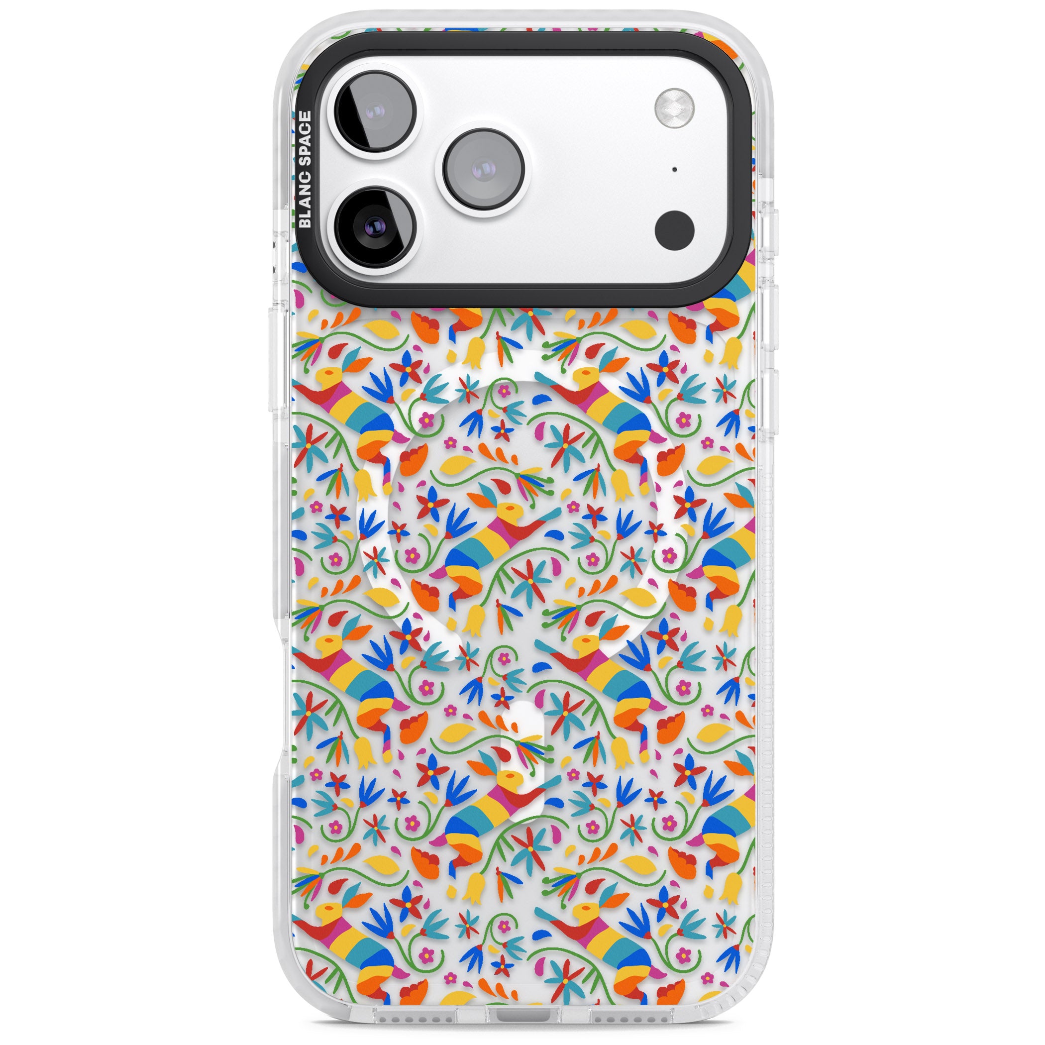 Vibrant Floral Mosaic iPhone 17 Pro Max Impact Pro Clear Phone Case