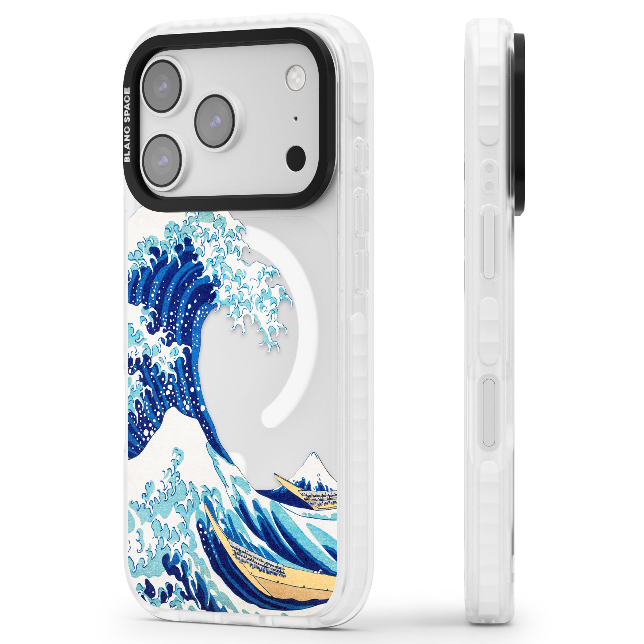 The Great Wave Of Kanagawa iPhone 17 Pro Impact Pro Clear Phone Case Side Profile