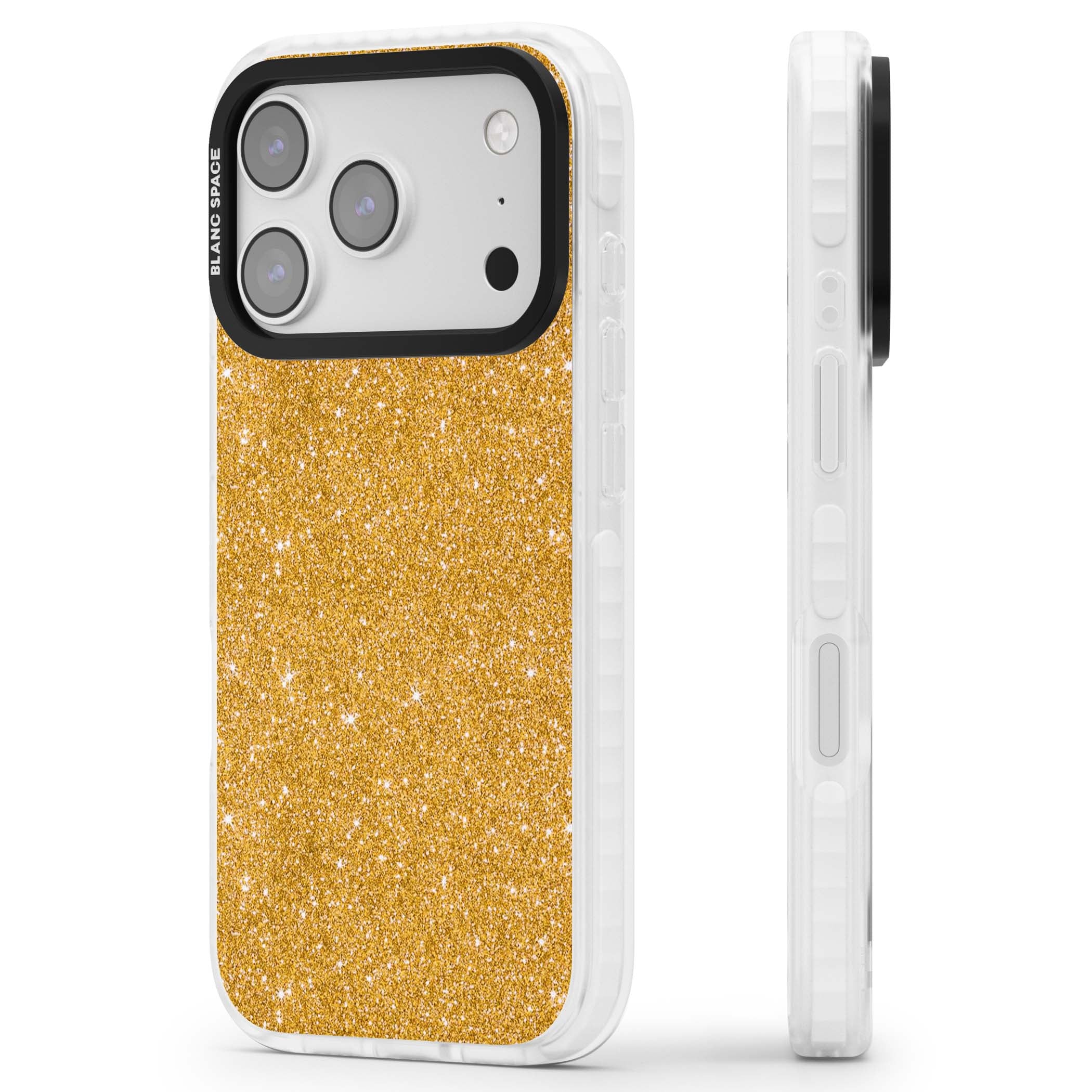 Gold Glitter gold glitter iPhone case featuring a shimmering sparkle wallpaper design in luxury gold | Impact Magsafe case for iPhone 17 Pro, iPhone 17 Pro Max