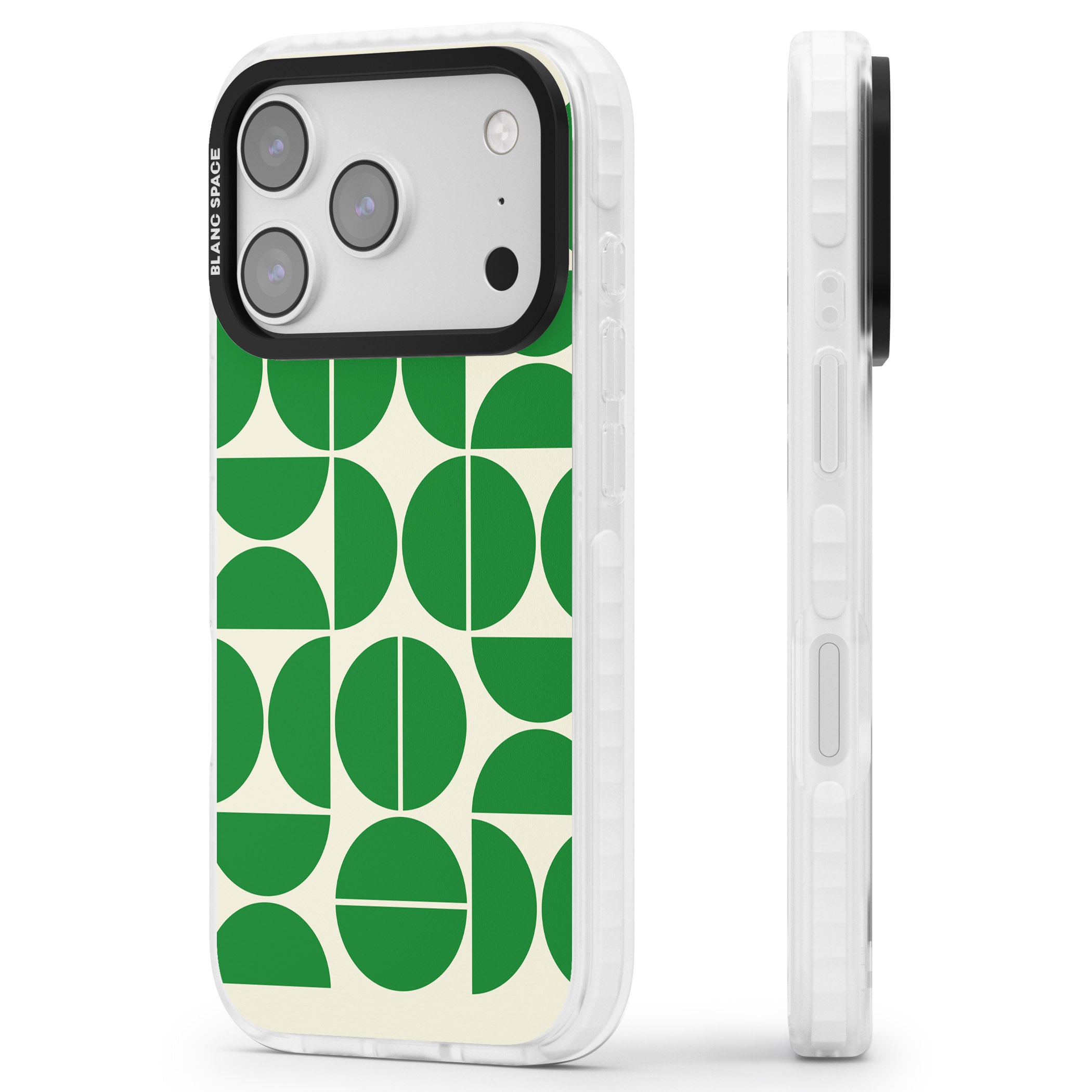 Retro Green Circles iPhone 17 Pro Impact Pro Clear Phone Case Side Profile