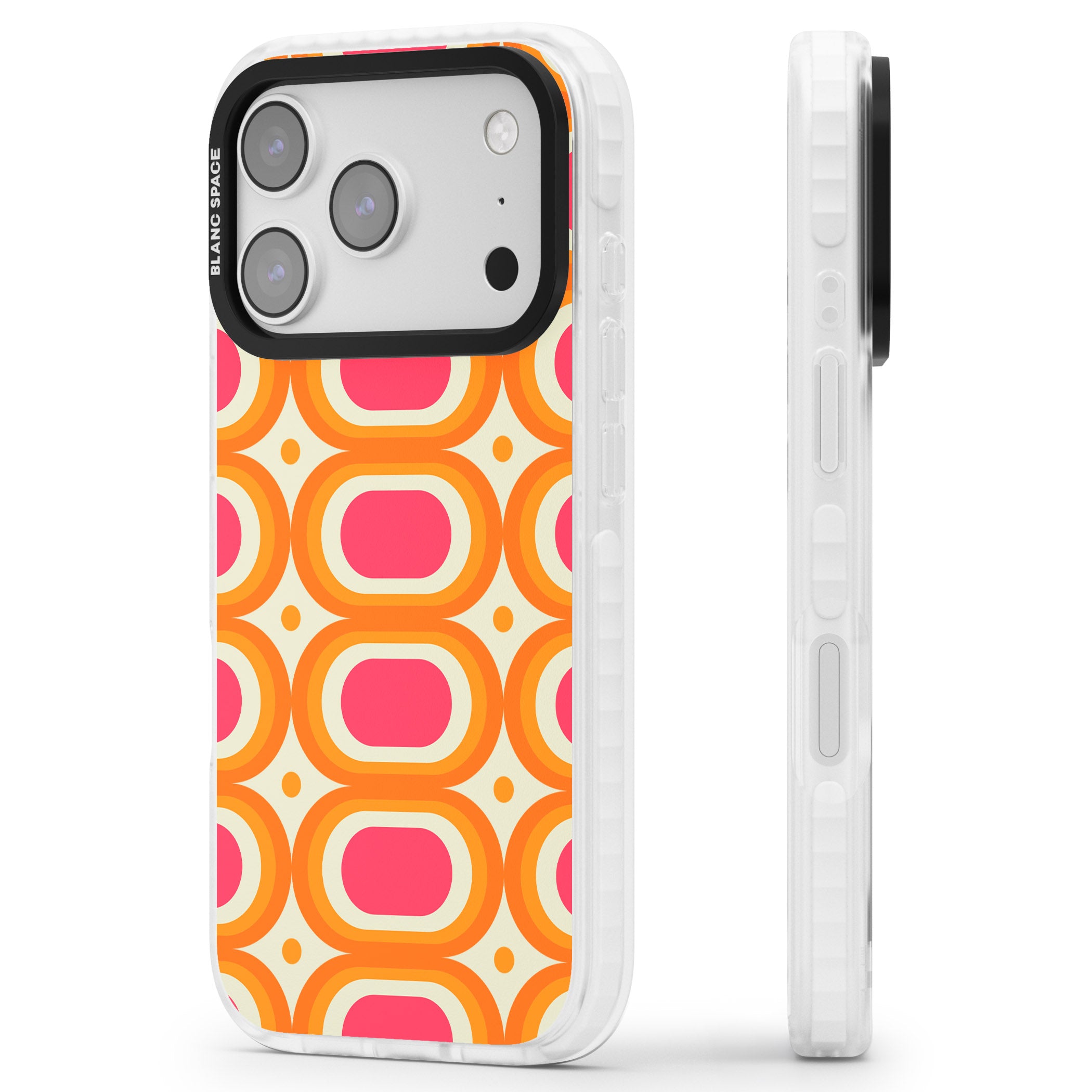 Groovy 60S Shape Pattern iPhone 17 Pro Impact Pro Clear Phone Case Side Profile