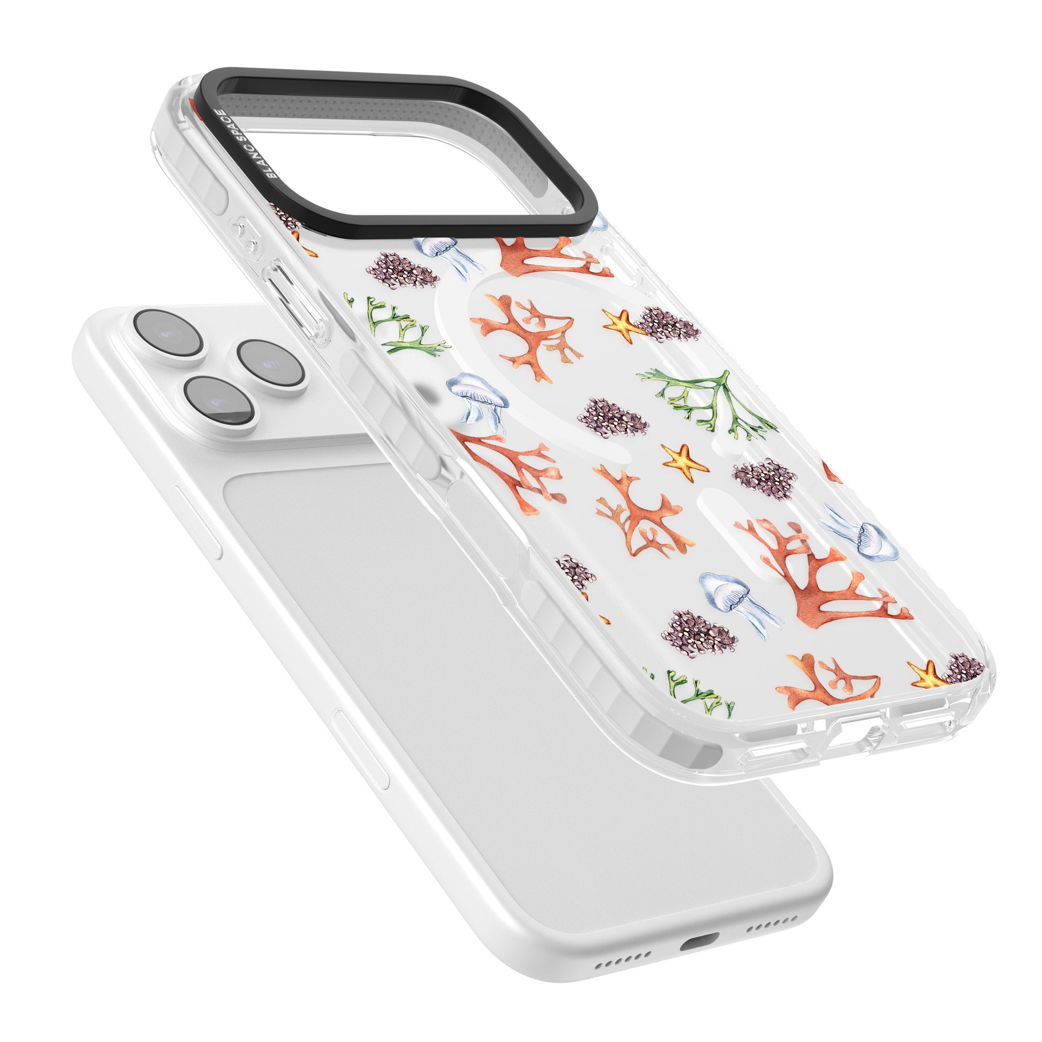 Coral & Jellyfish iPhone 17 Pro Impact Pro Clear Phone Case Colours