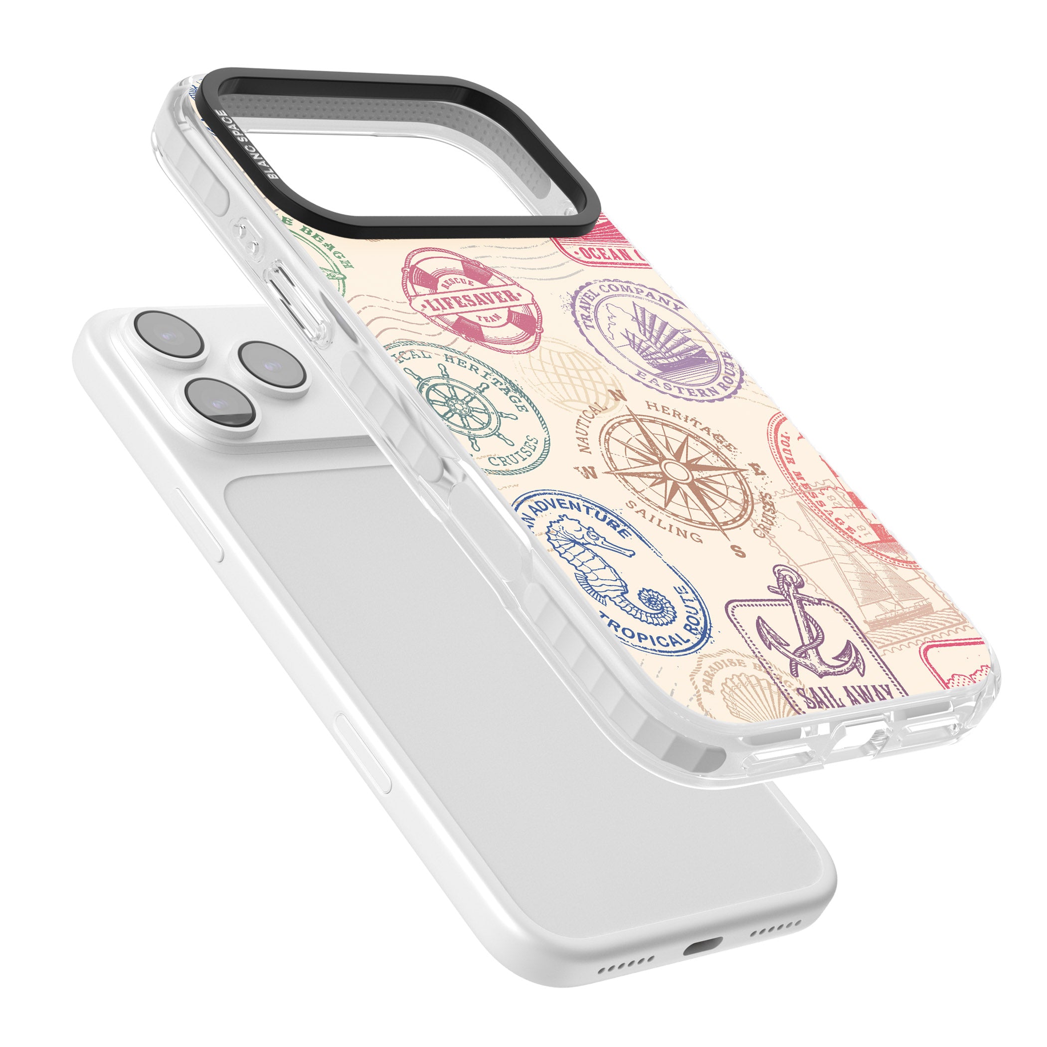 Nautical Stamps iPhone 17 Pro Impact Pro Clear Phone Case Colours
