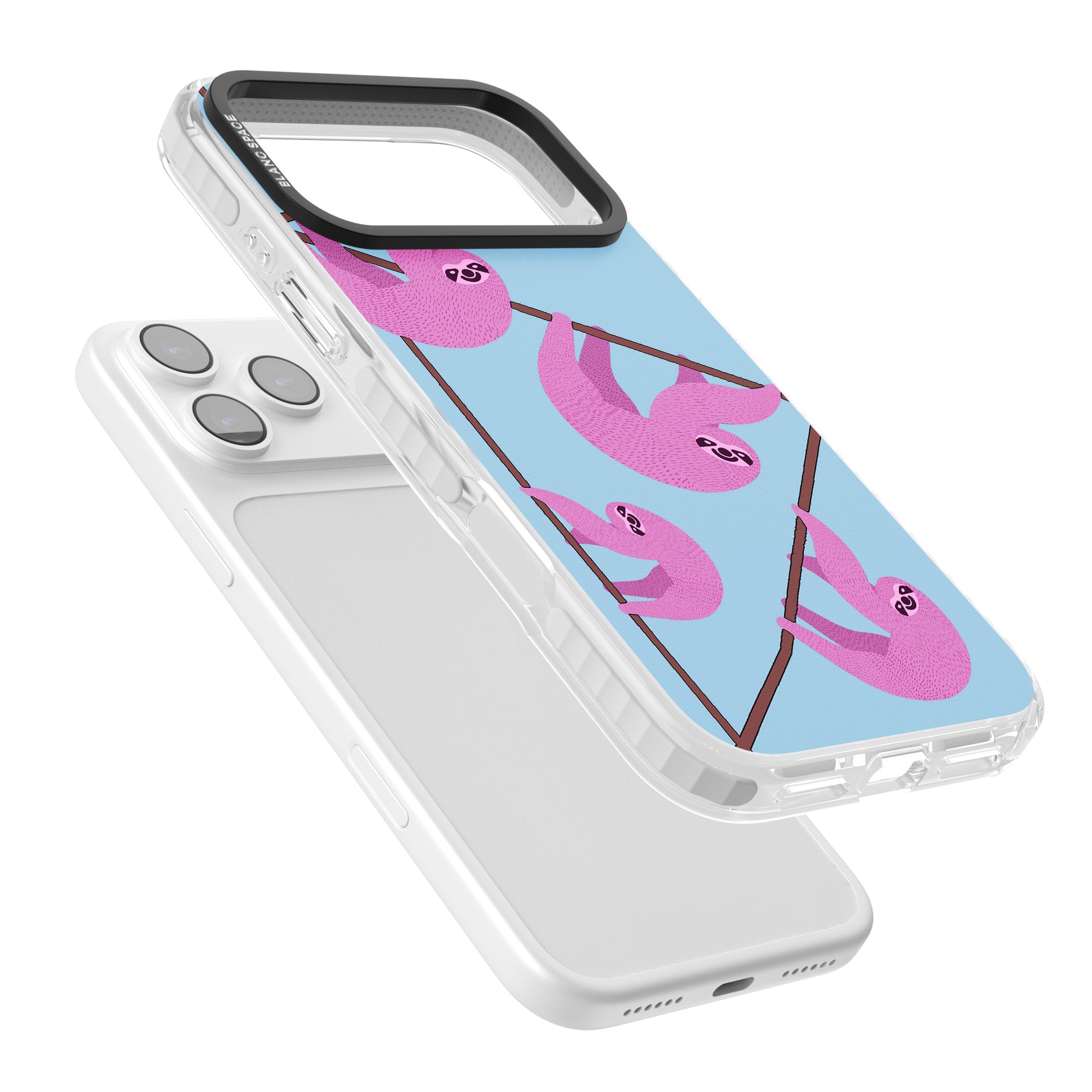 Pink Sloth iPhone 17 Pro Impact Pro Clear Phone Case Colours