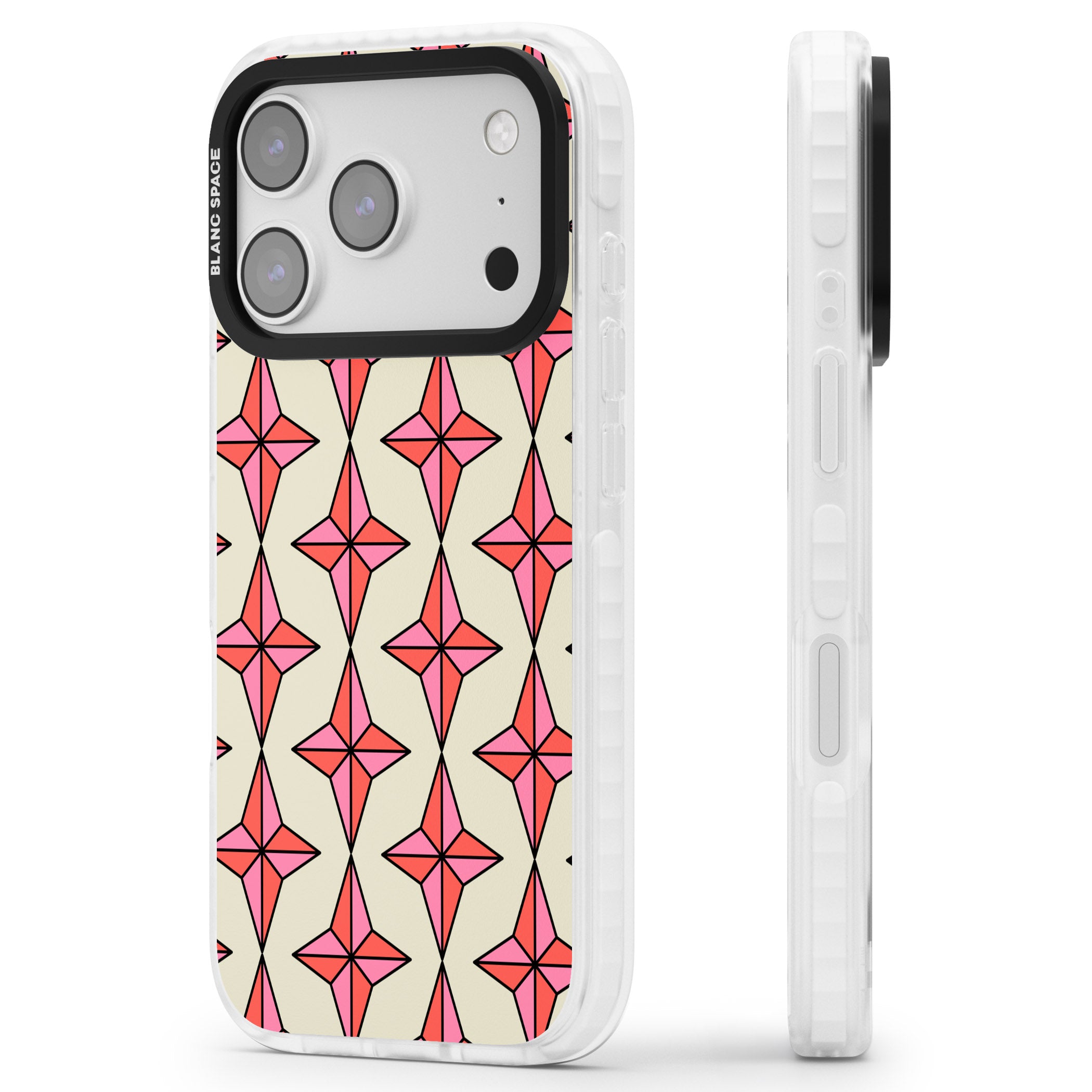 Rose Stars Pattern iPhone 17 Pro Max Impact Pro Clear Phone Case Side Profile