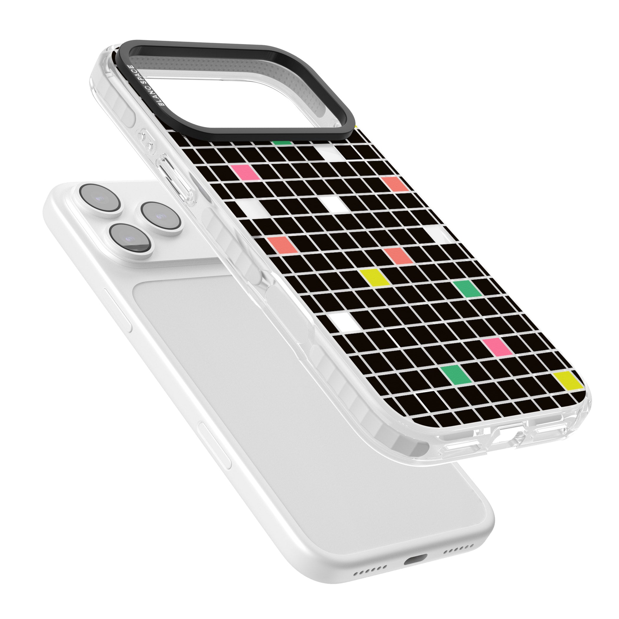 Vibrant Black Geometric Grid iPhone 17 Pro Max Impact Pro Clear Phone Case Colours