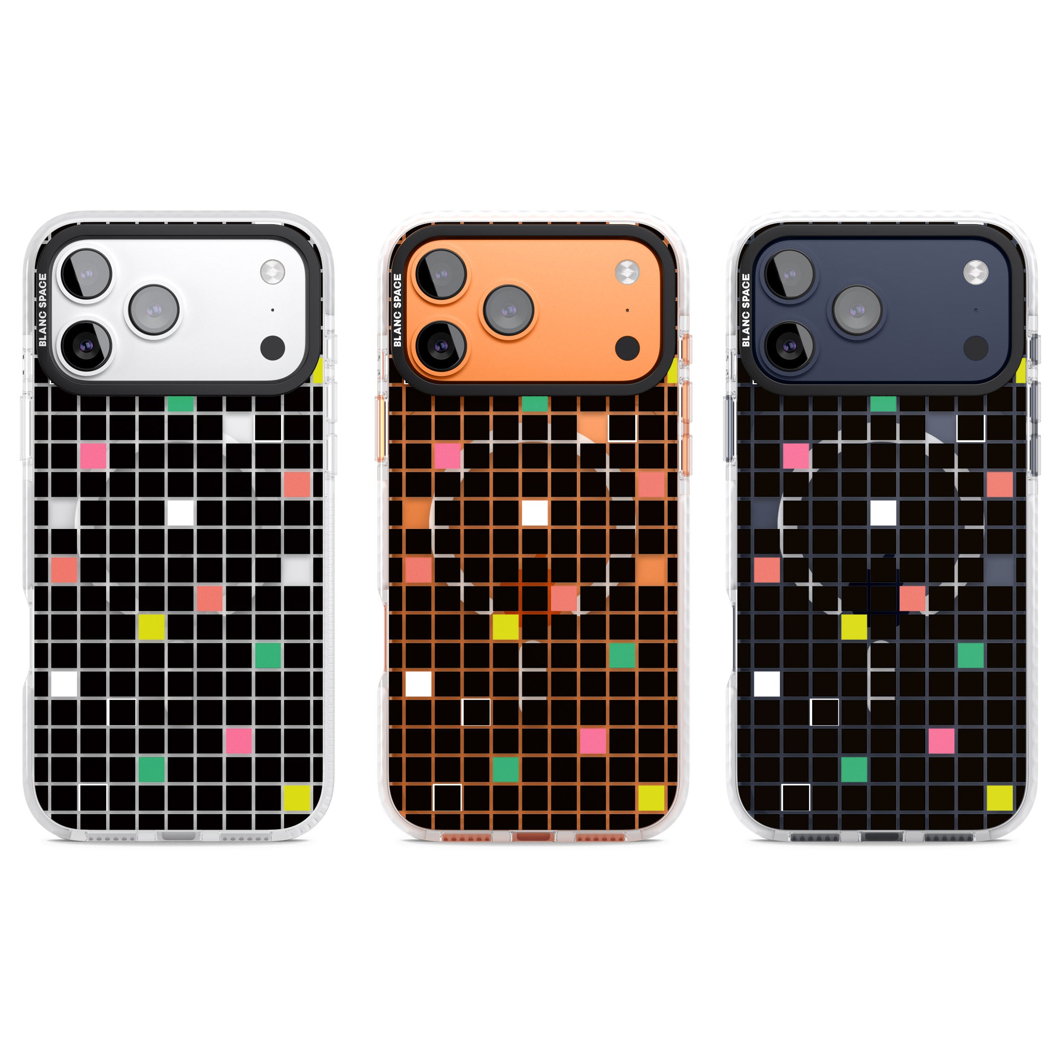 Vibrant Black Geometric Grid iPhone 17 Pro Impact Pro Clear Phone Case APT Impact Protection