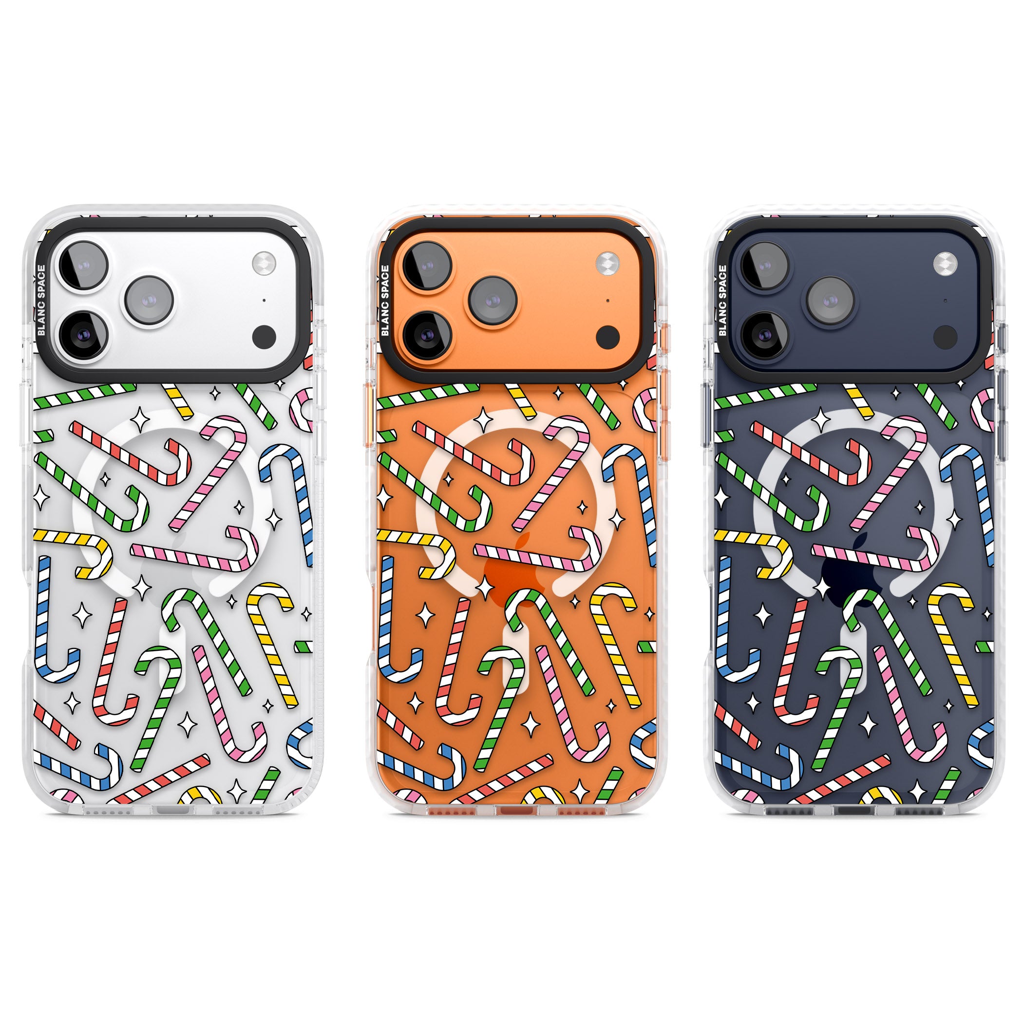 Colourful Stars & Candy Canes iPhone 17 Pro Impact Pro Clear Phone Case APT Impact Protection