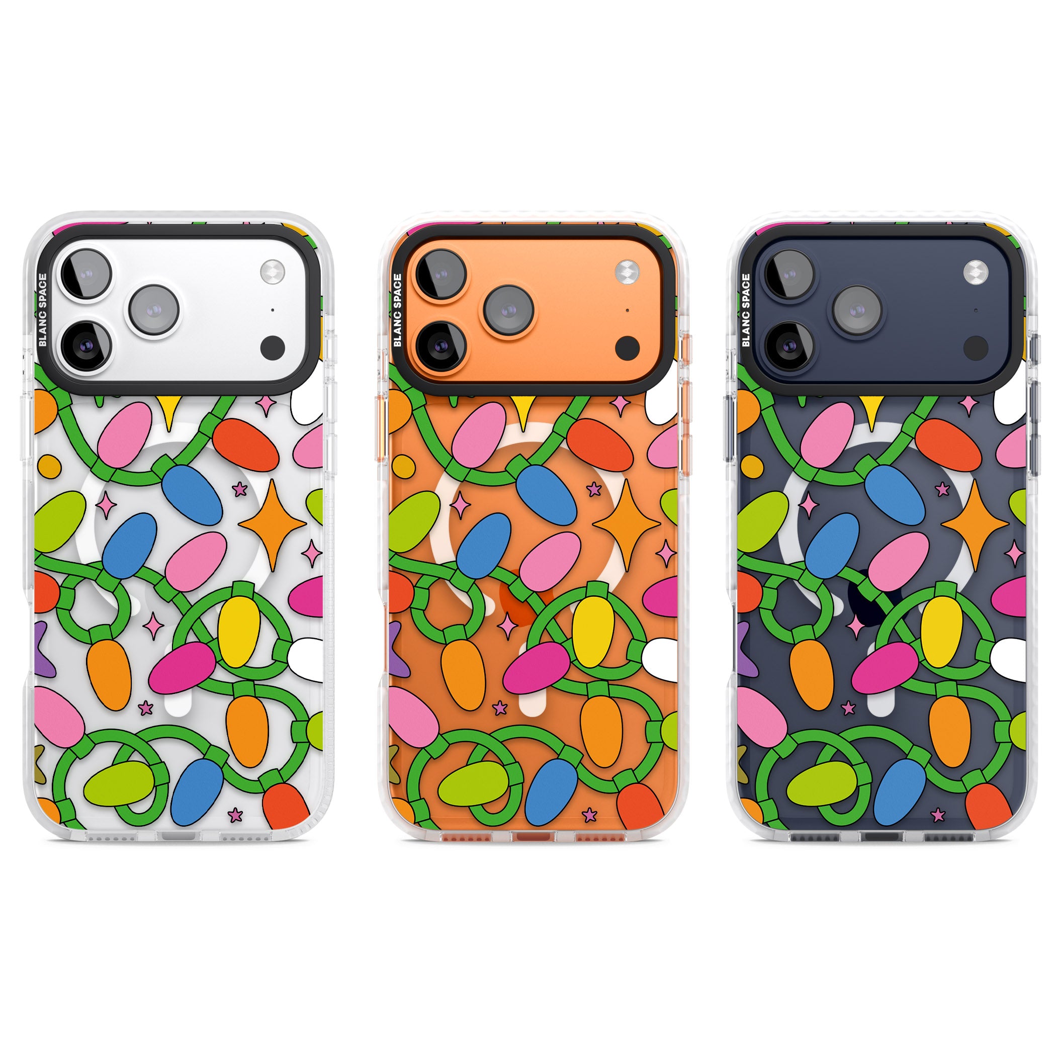 Festive Lights Pattern iPhone 17 Pro Impact Pro Clear Phone Case APT Impact Protection