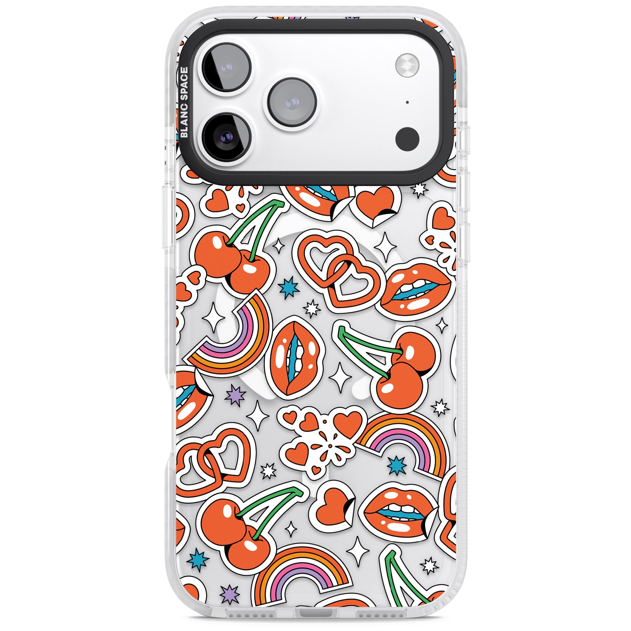 Red Sticker Pop iPhone 17 Pro Impact Pro Clear Phone Case