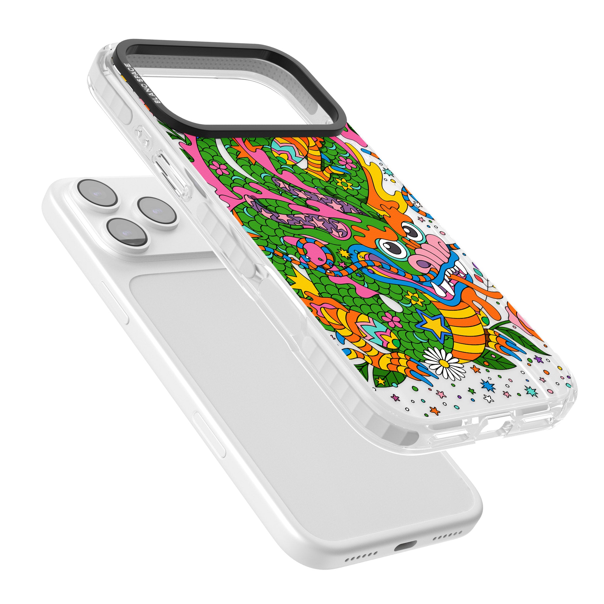 Psychedelic Jungle Dragon iPhone 17 Pro Impact Pro Clear Phone Case Colours