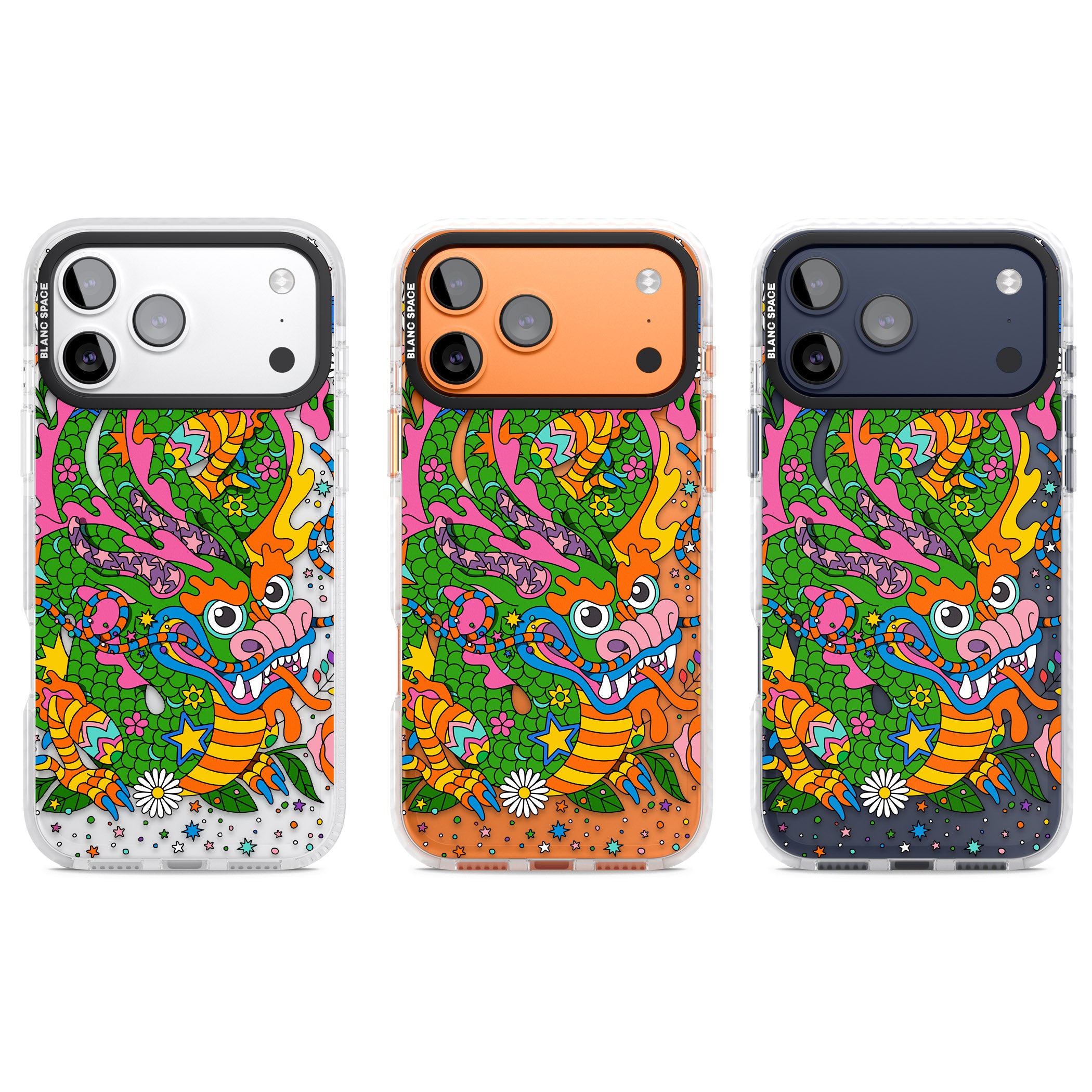 Psychedelic Jungle Dragon iPhone 17 Pro Impact Pro Clear Phone Case APT Impact Protection