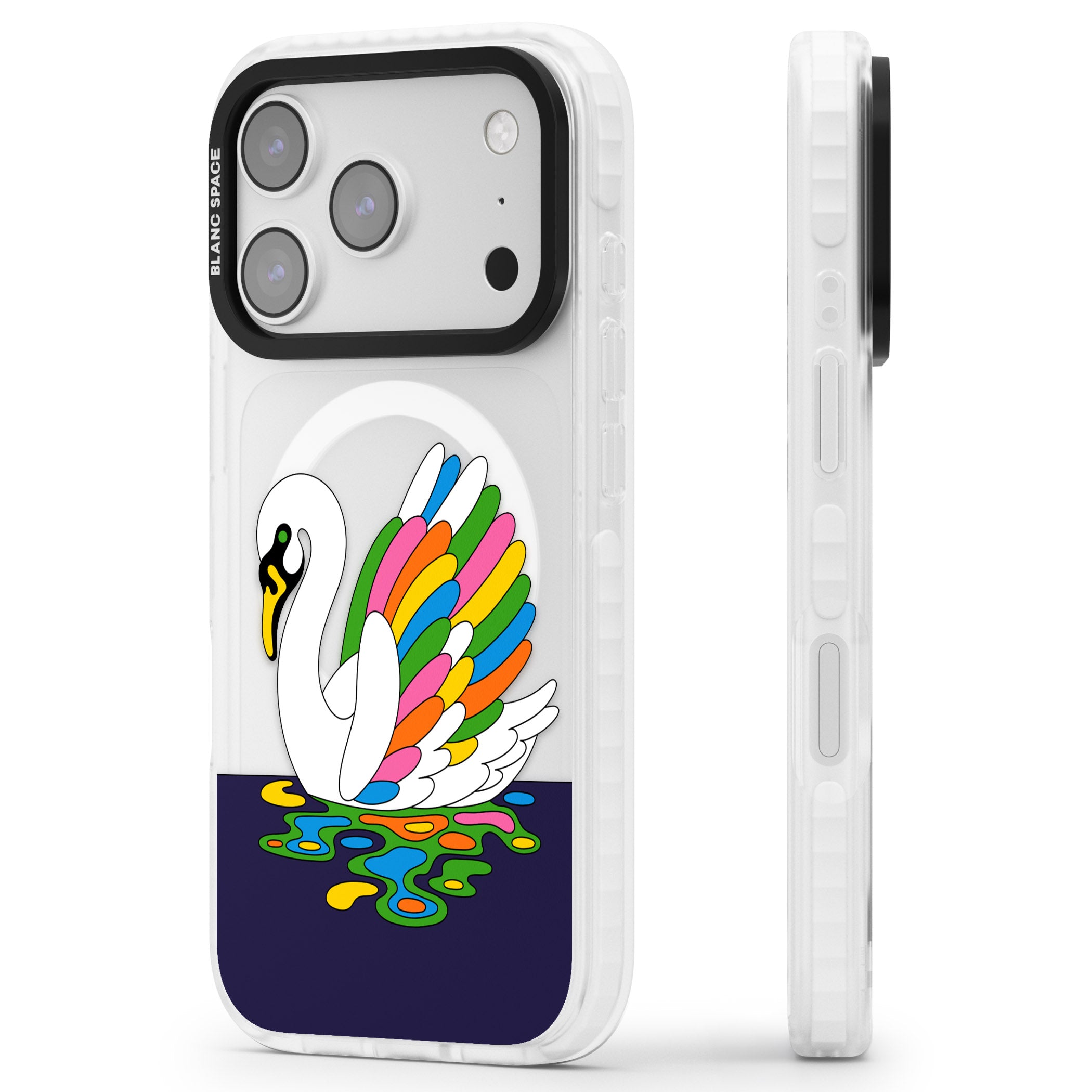 Serene Swan iPhone 17 Pro Max Impact Pro Clear Phone Case Side Profile