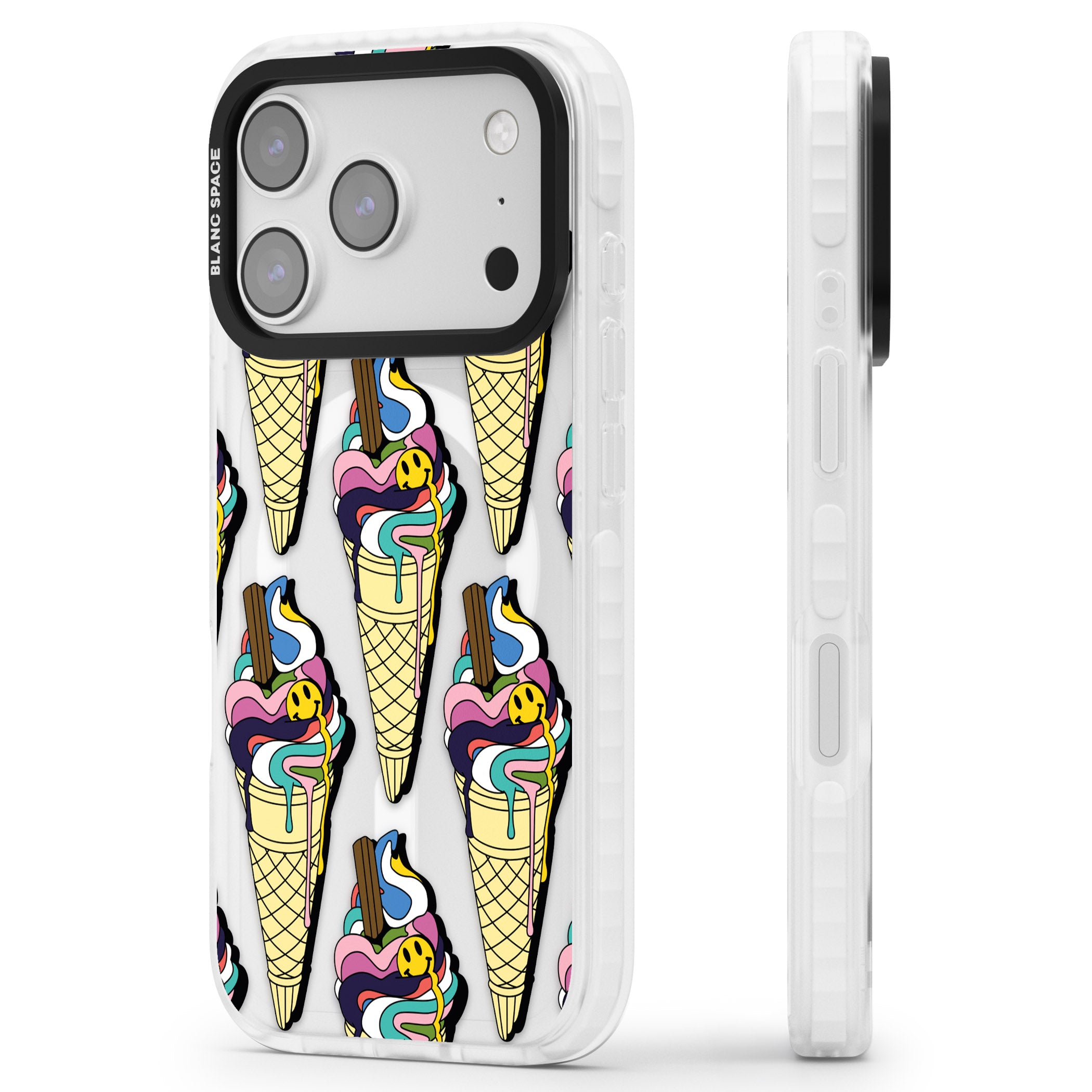 Trip & Drip Ice Cream iPhone 17 Pro Max Impact Pro Clear Phone Case Side Profile