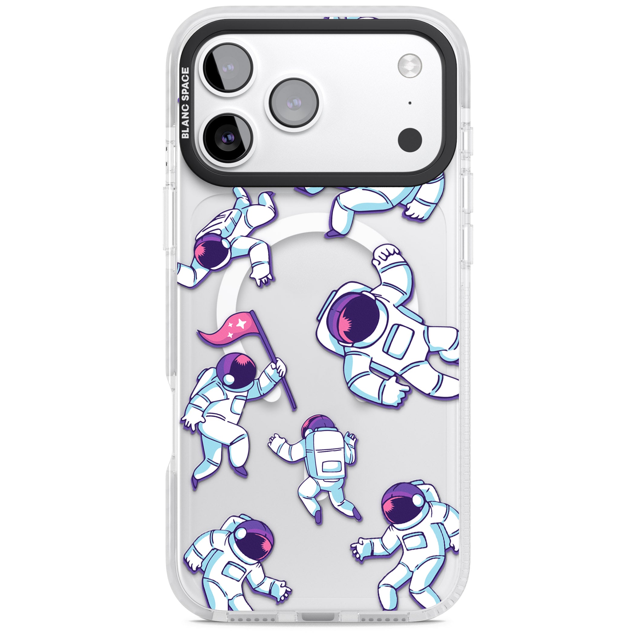 Astronaut Pattern iPhone 17 Pro Impact Pro Clear Phone Case
