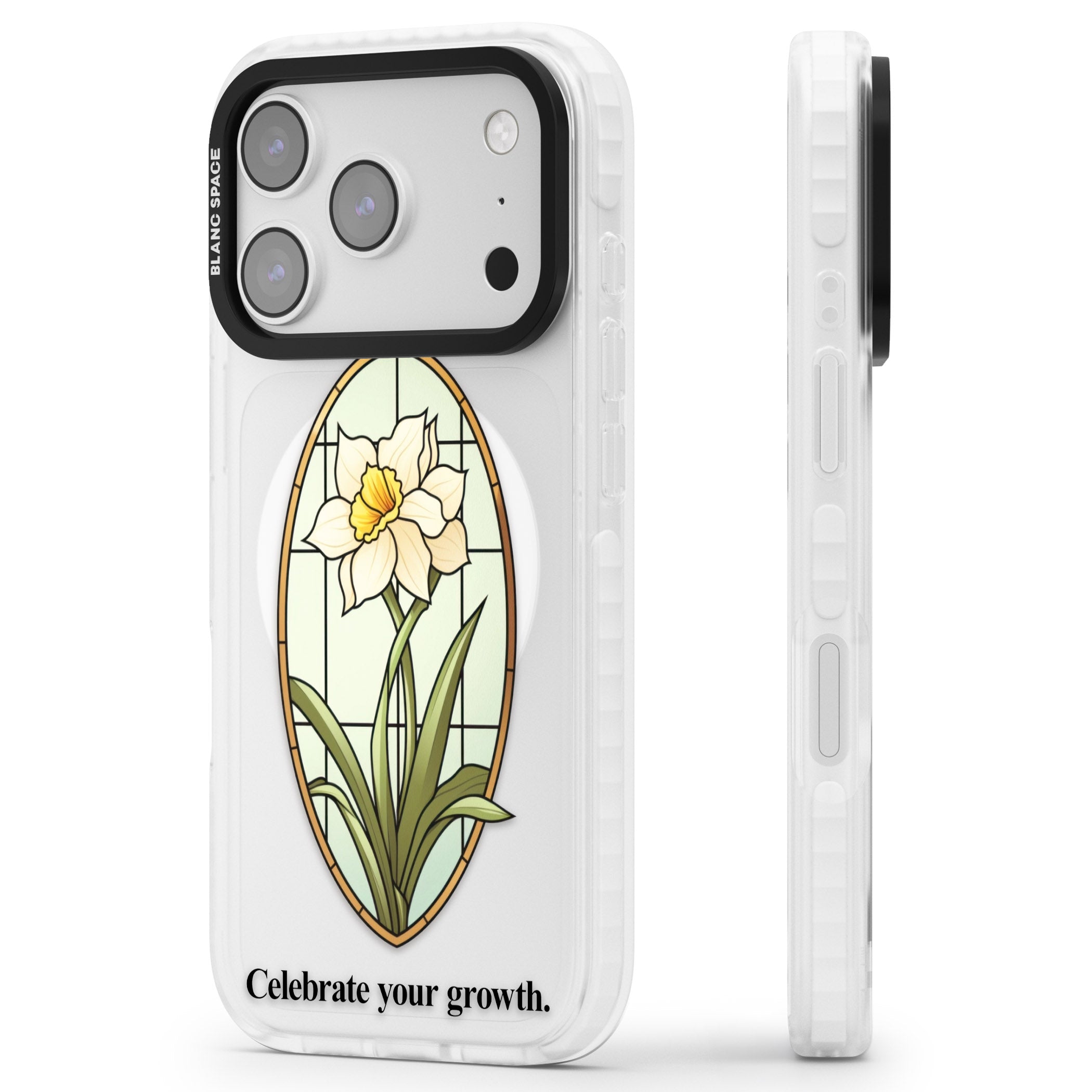 Celebrate Your Growth iPhone 17 Pro Max Impact Pro Clear Phone Case Side Profile