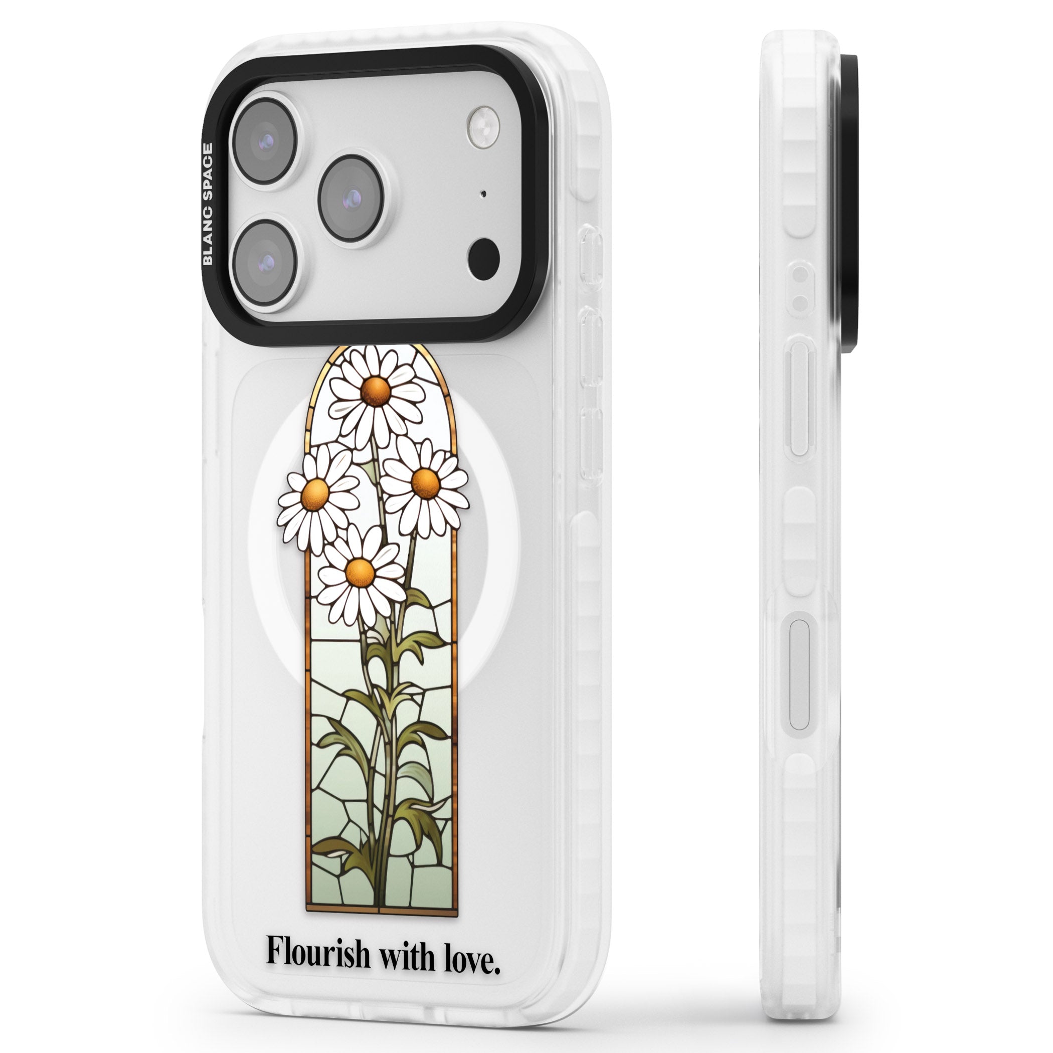 Flourish With Love iPhone 17 Pro Max Impact Pro Clear Phone Case Side Profile