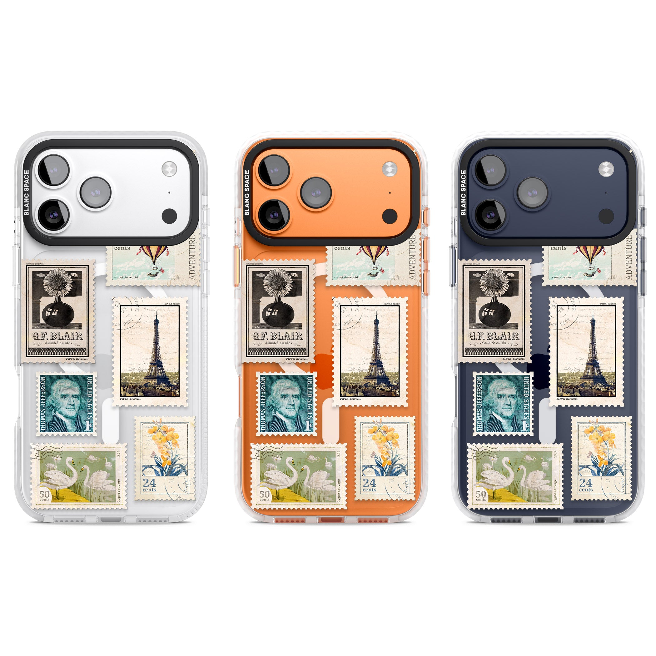 Vintage Stamps iPhone 17 Pro Impact Pro Clear Phone Case APT Impact Protection