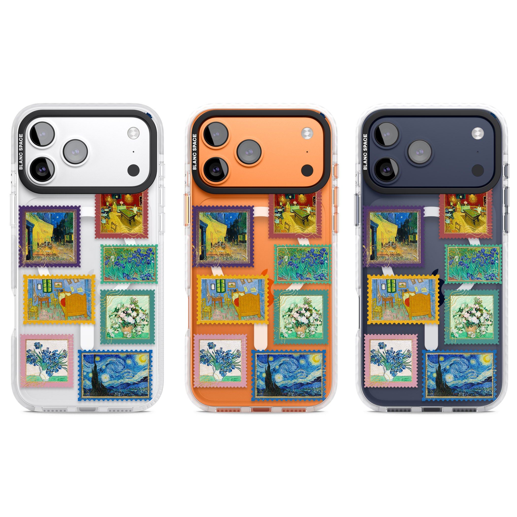 Colourful Vintage Art Stamps iPhone 17 Pro Impact Pro Clear Phone Case APT Impact Protection