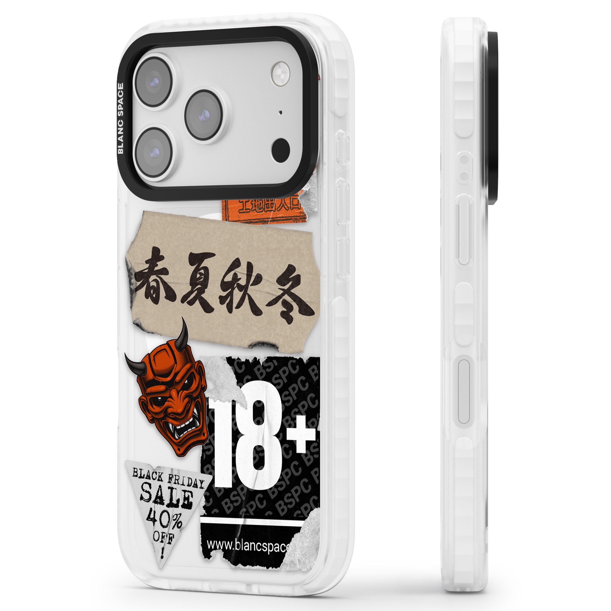 Asian Sticker Mix iPhone 17 Pro Impact Pro Clear Phone Case Side Profile