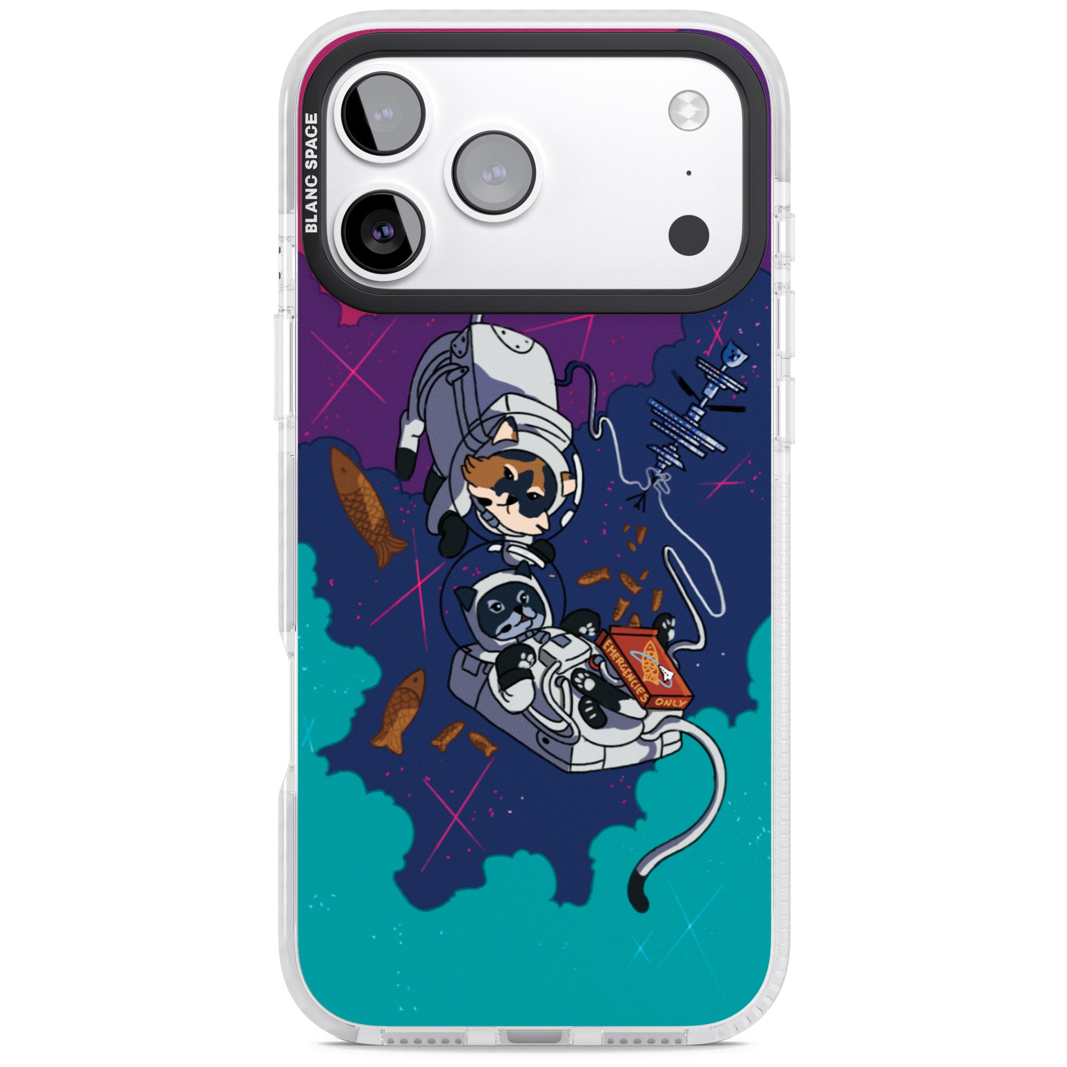 Cats In Space iPhone 17 Pro Impact Pro Clear Phone Case