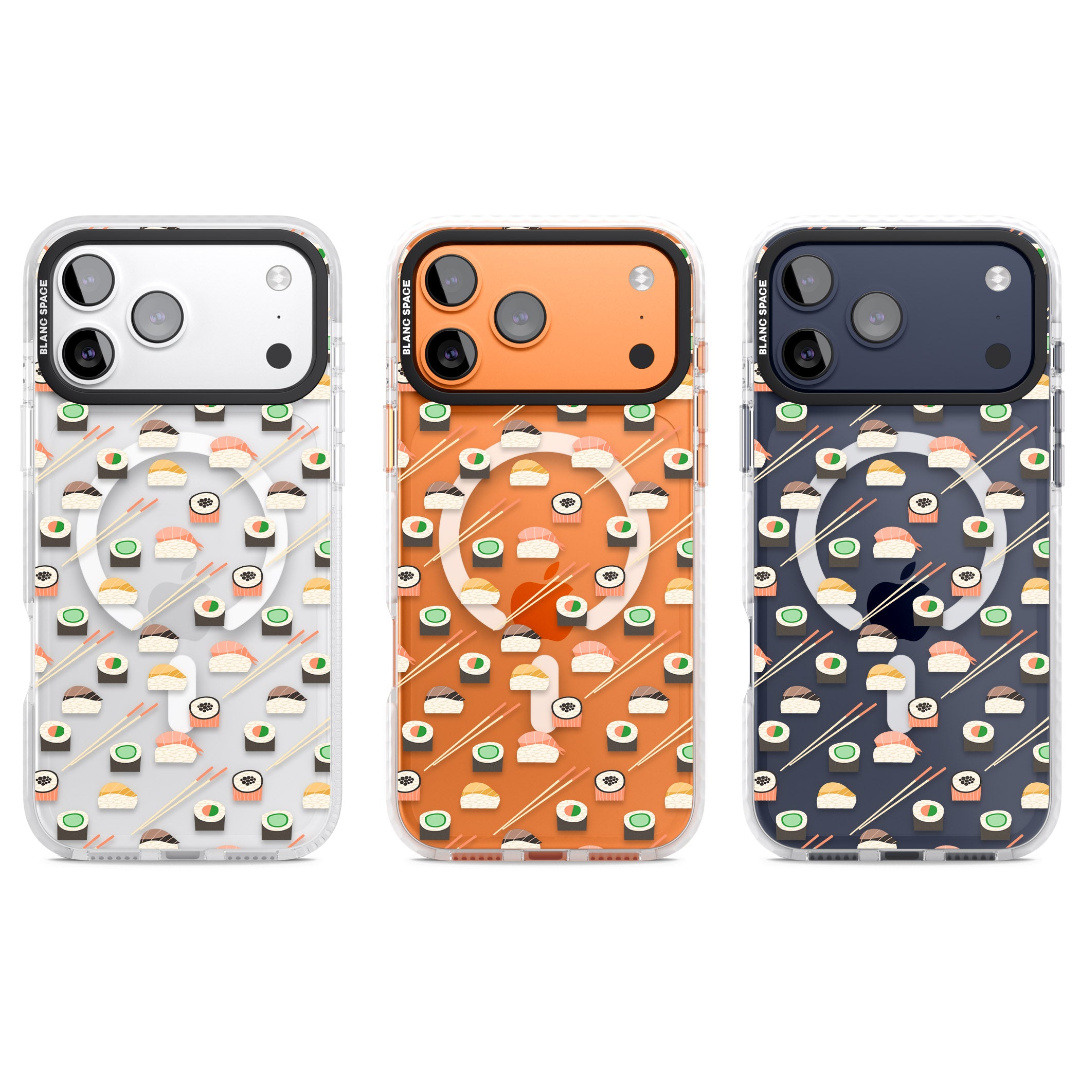 Sushi & Chopsticks Pattern iPhone 17 Pro Impact Pro Clear Phone Case APT Impact Protection