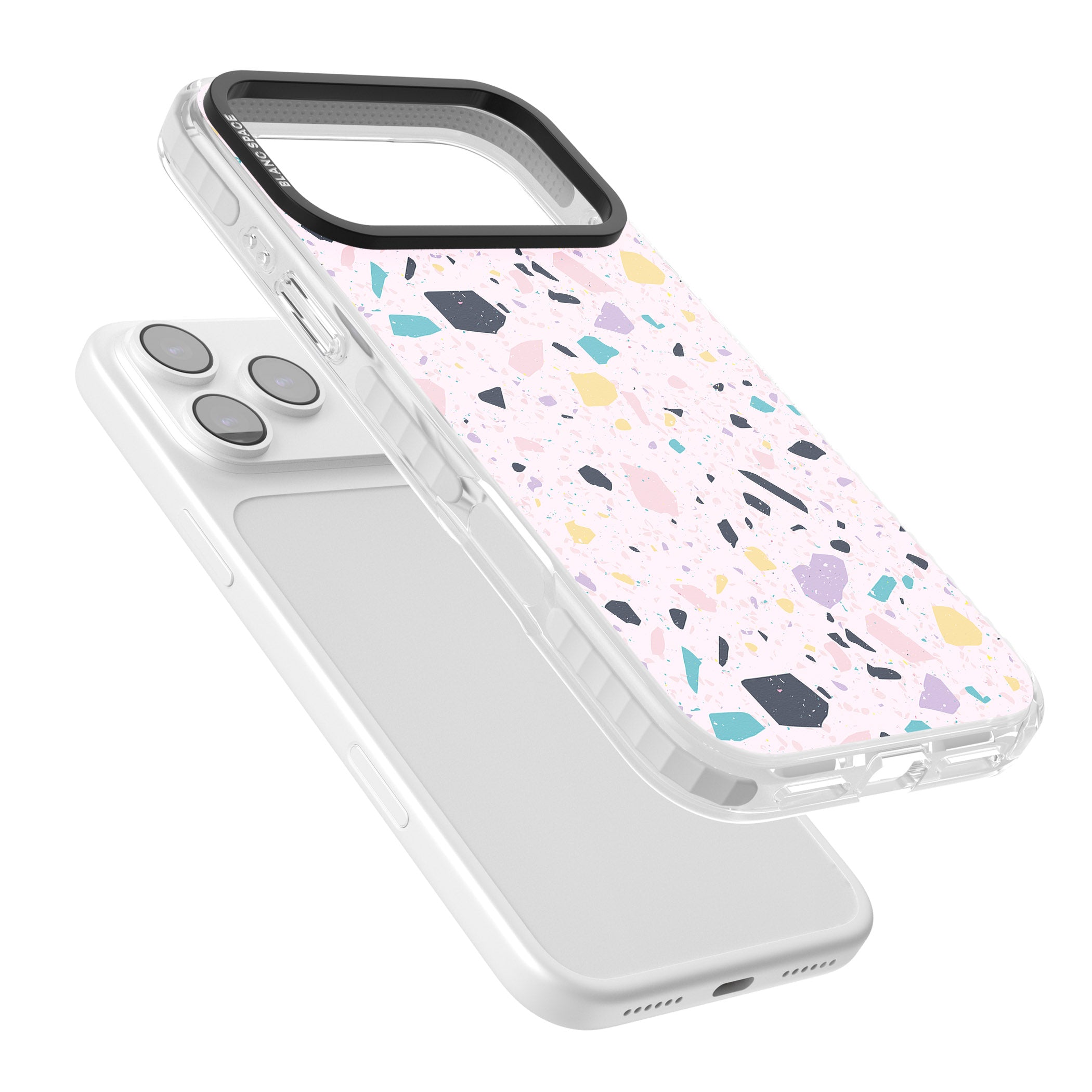 Pink, Purple & Turquoise Terrazzo Pattern iPhone 17 Pro Impact Pro Clear Phone Case Colours