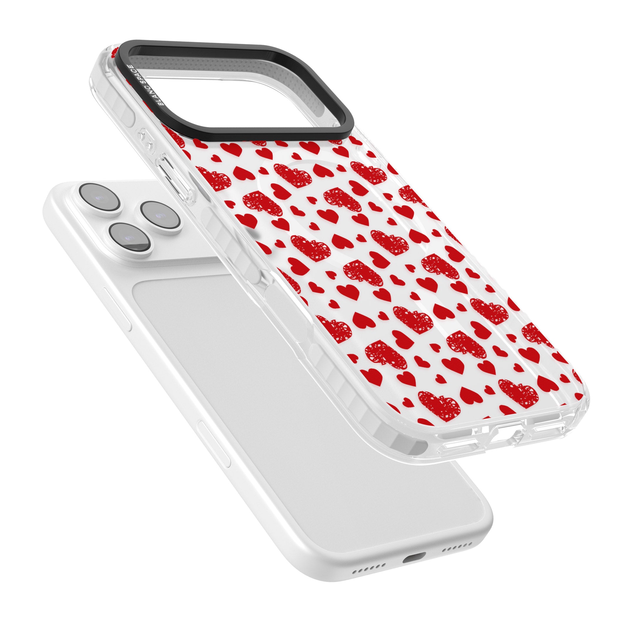 Red Heart Pattern Classic iPhone 17 Pro Max Impact Pro Clear Phone Case Colours