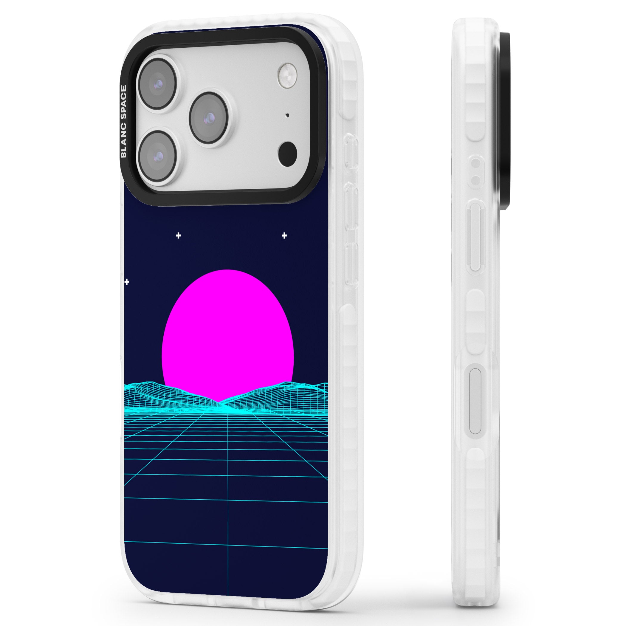 Miami Sunset Vaporwave iPhone 17 Pro Impact Pro Clear Phone Case Side Profile