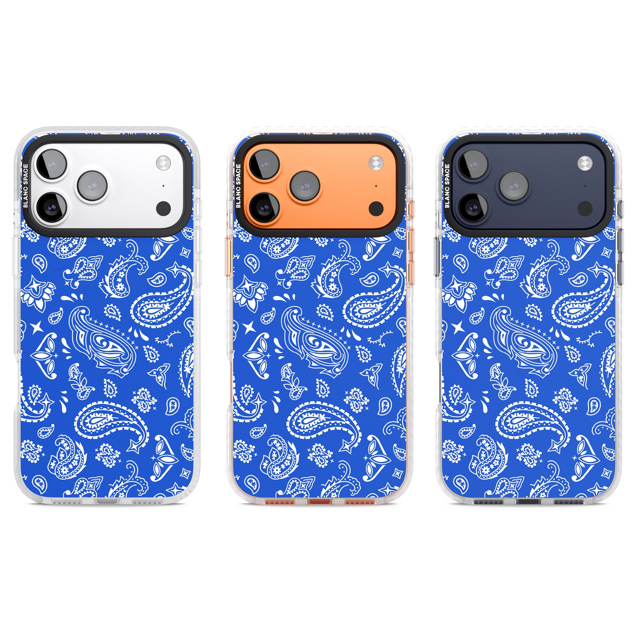 Blue Bandana iPhone 17 Pro Impact Pro Clear Phone Case APT Impact Protection