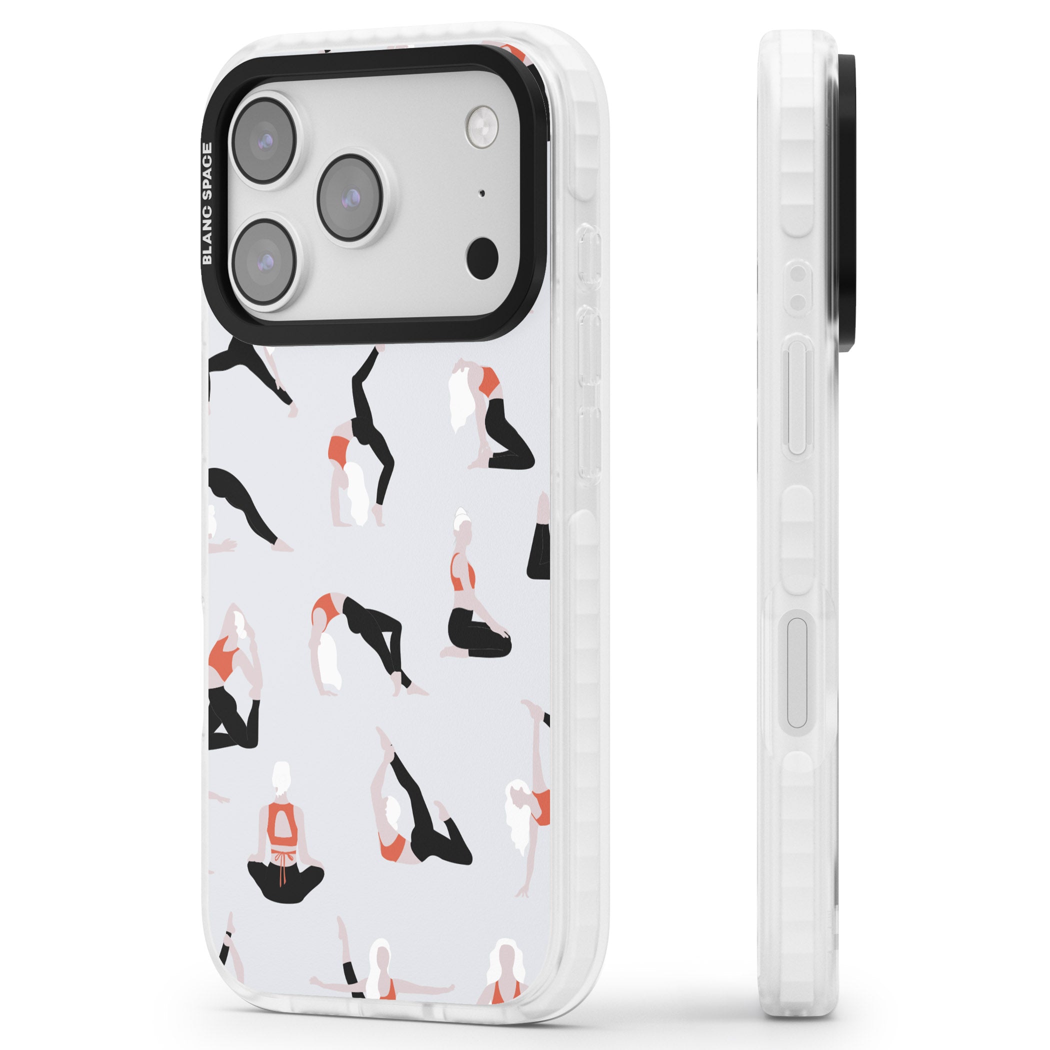 Yoga Poses Standard iPhone 17 Pro Max Impact Pro Clear Phone Case Side Profile