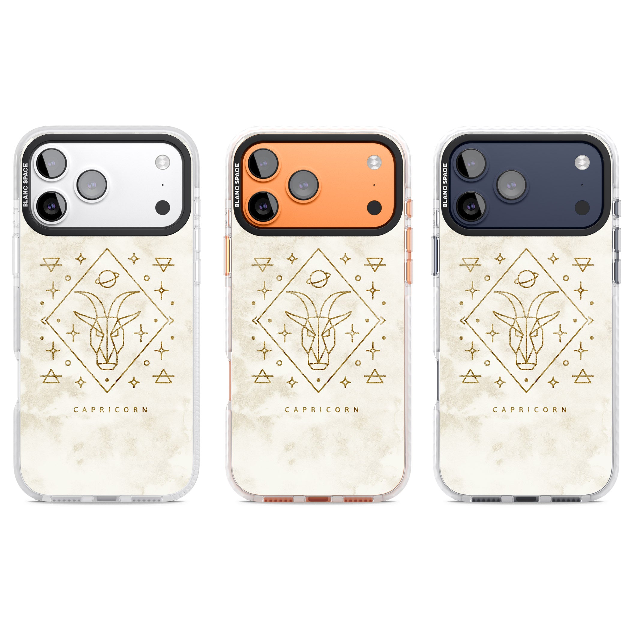 Capricorn Gold Zodiac Design iPhone 17 Pro Impact Pro Clear Phone Case APT Impact Protection