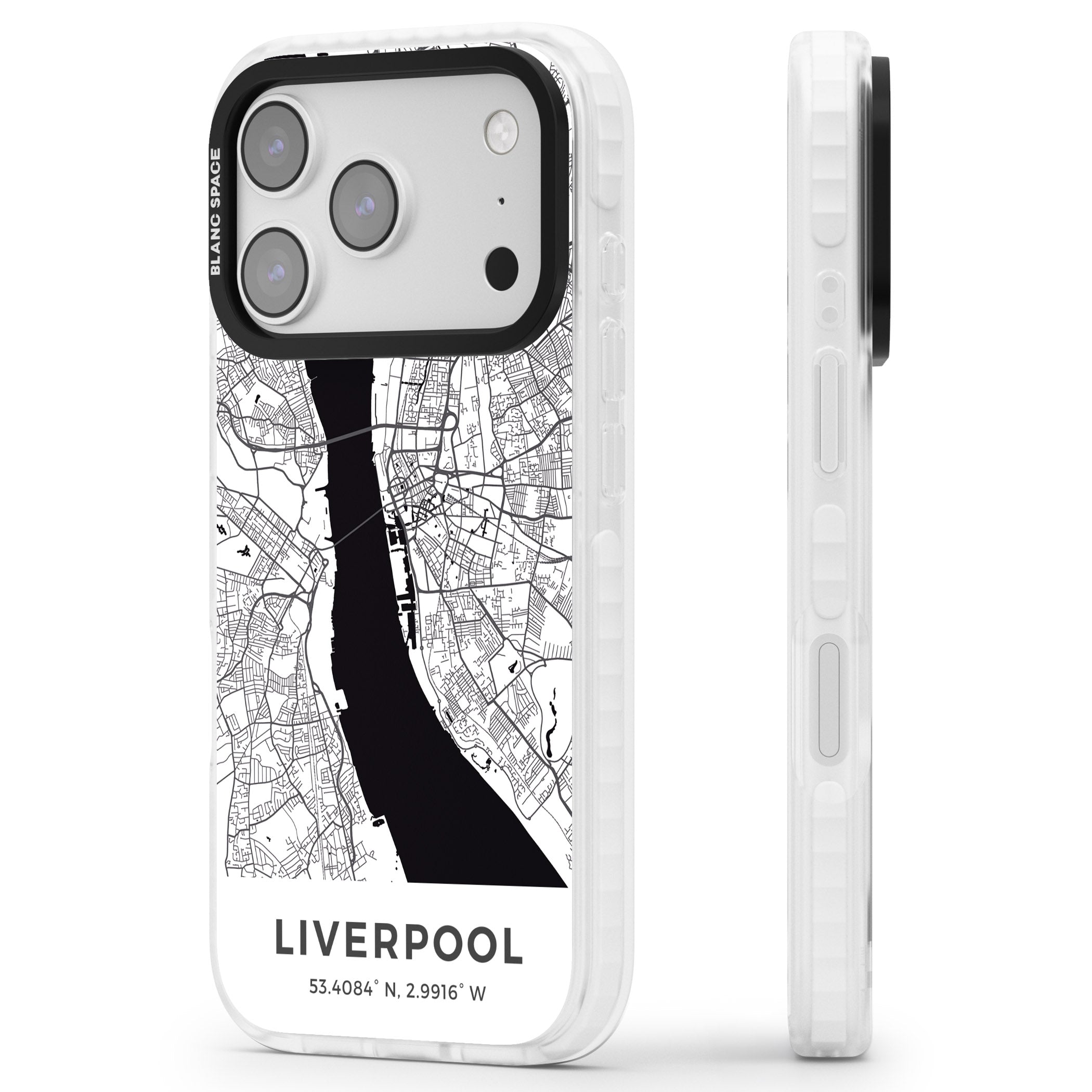 Liverpool Map iPhone 17 Pro Max Impact Clear Phone Case Side Profile