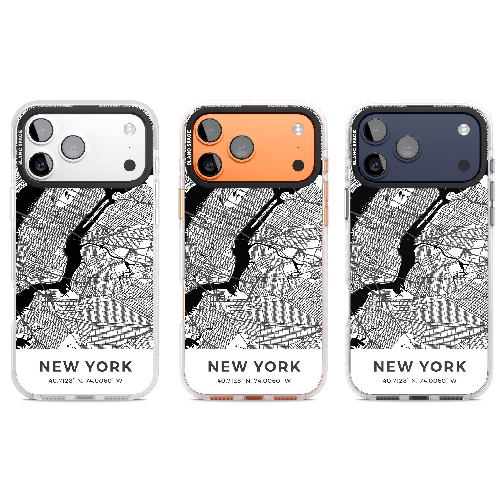 New York Map iPhone 17 Pro Impact Clear Phone Case APT Impact Protection