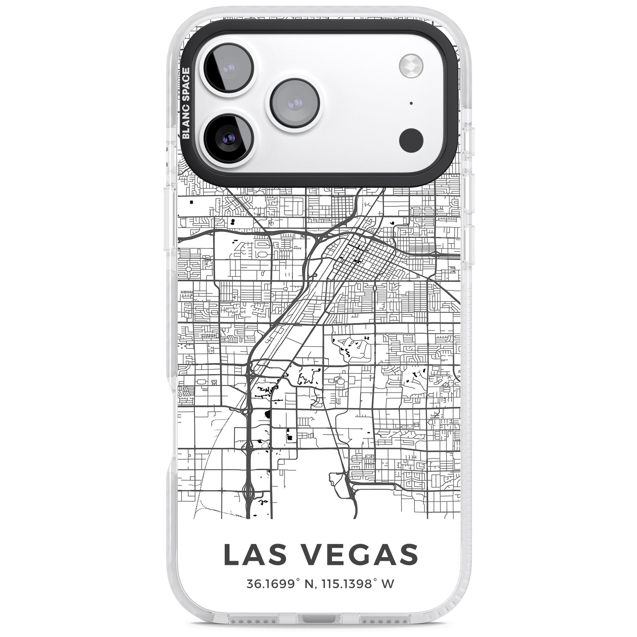 Las Vegas Map iPhone 17 Pro Impact Clear Phone Case