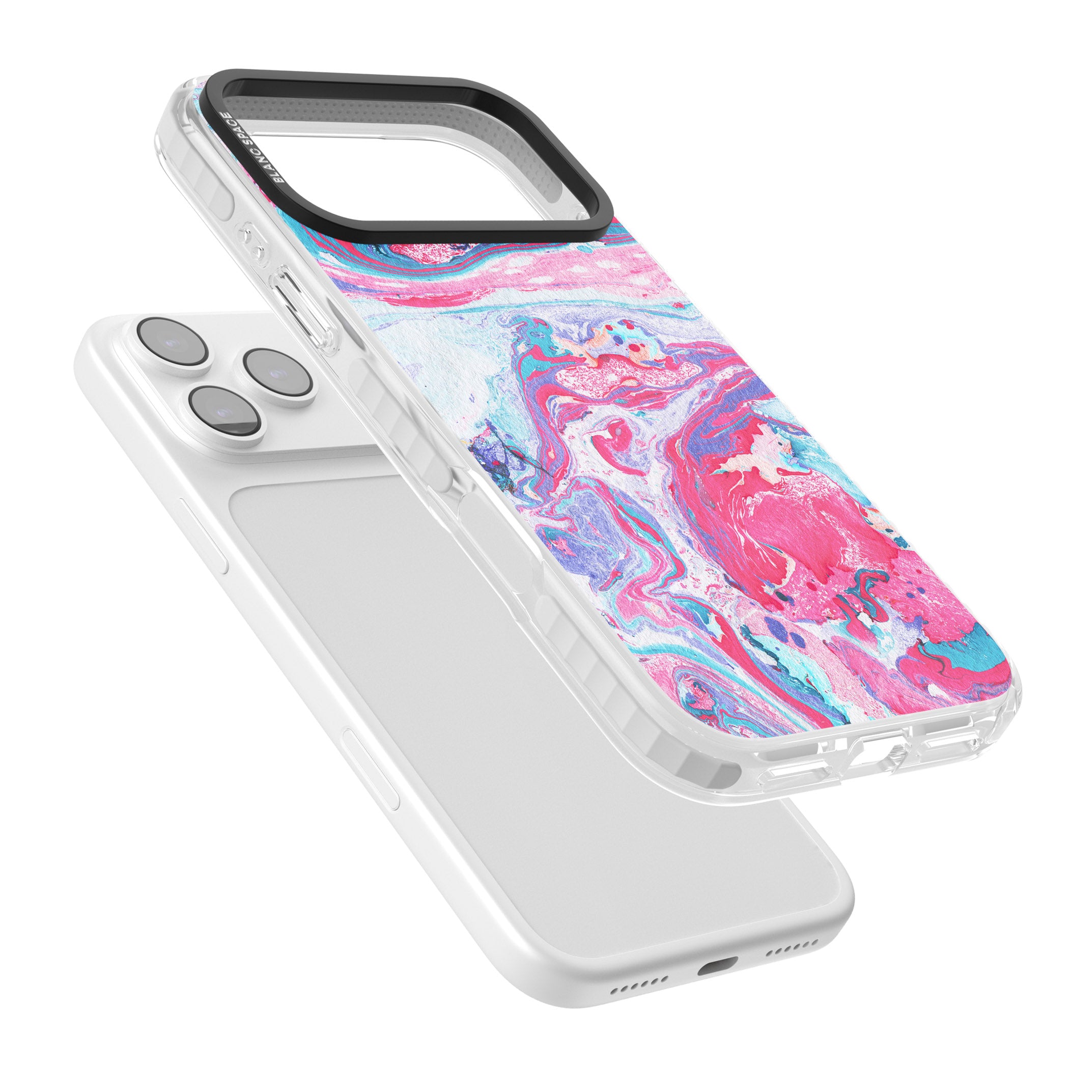 Pink, Blue & Purple Marbled Paper Pattern iPhone 17 Pro Impact Clear Phone Case Colours