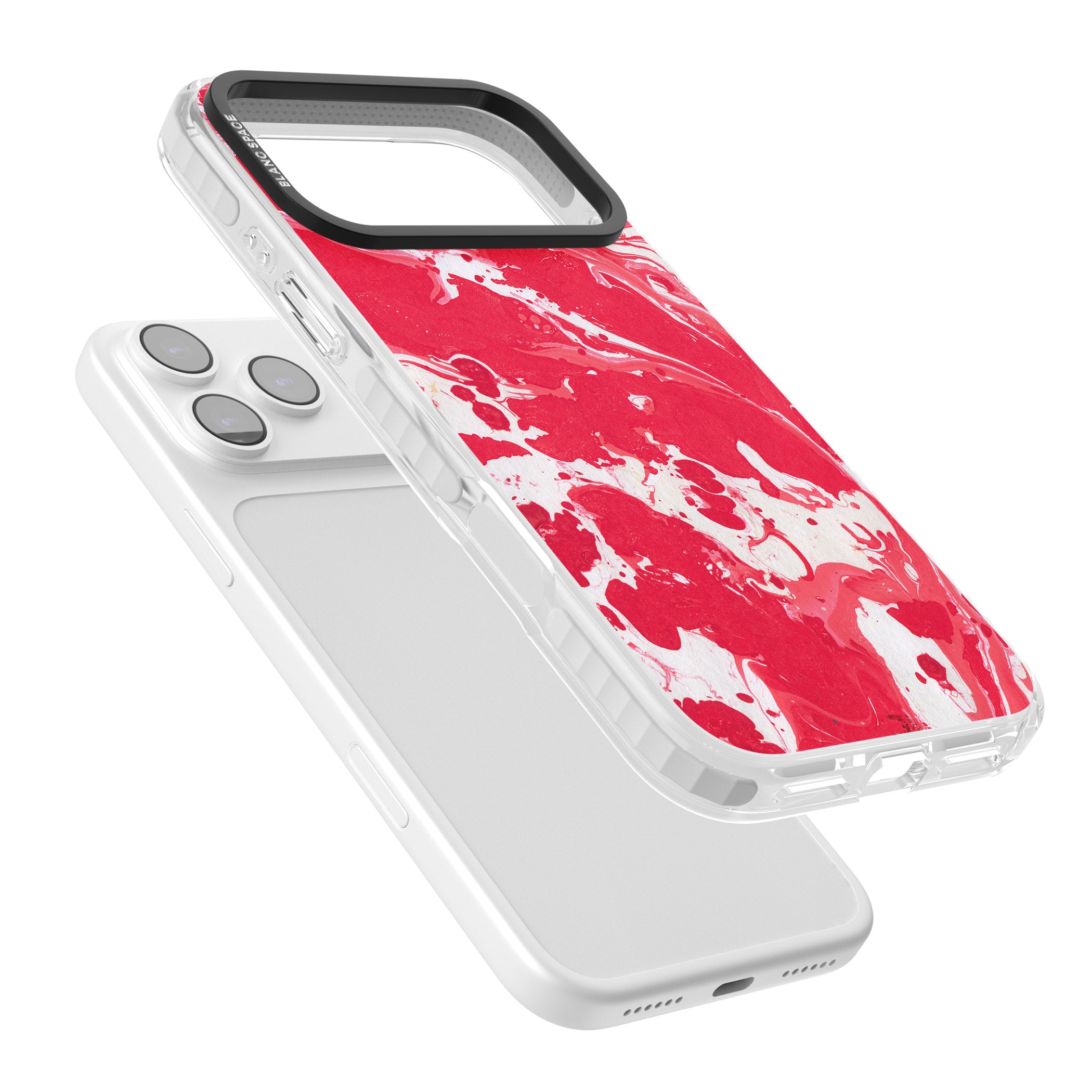 Red & White Marbled iPhone 17 Pro Impact Clear Phone Case Colours