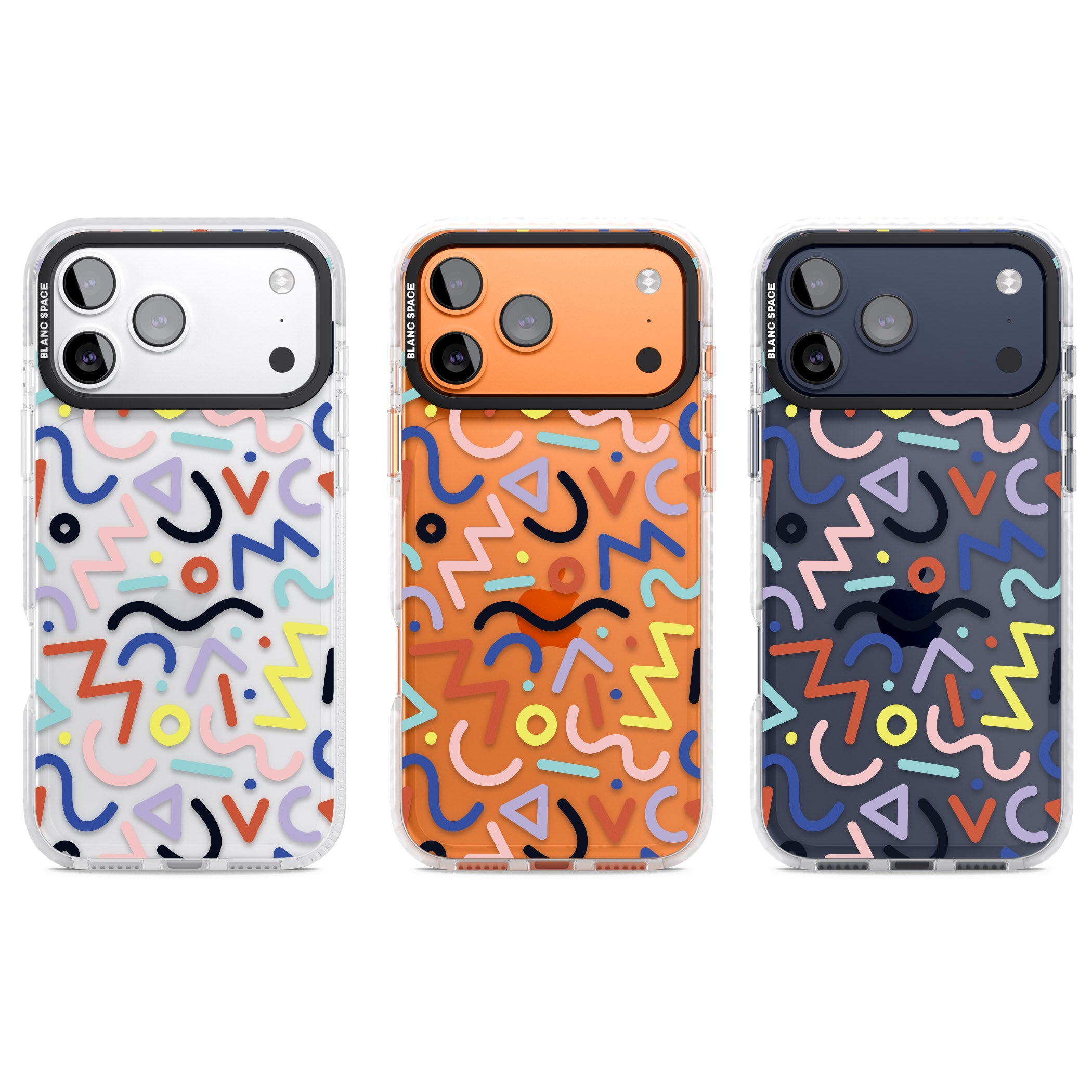 Memphis Retro Pattern iPhone 17 Pro Impact Clear Phone Case APT Impact Protection