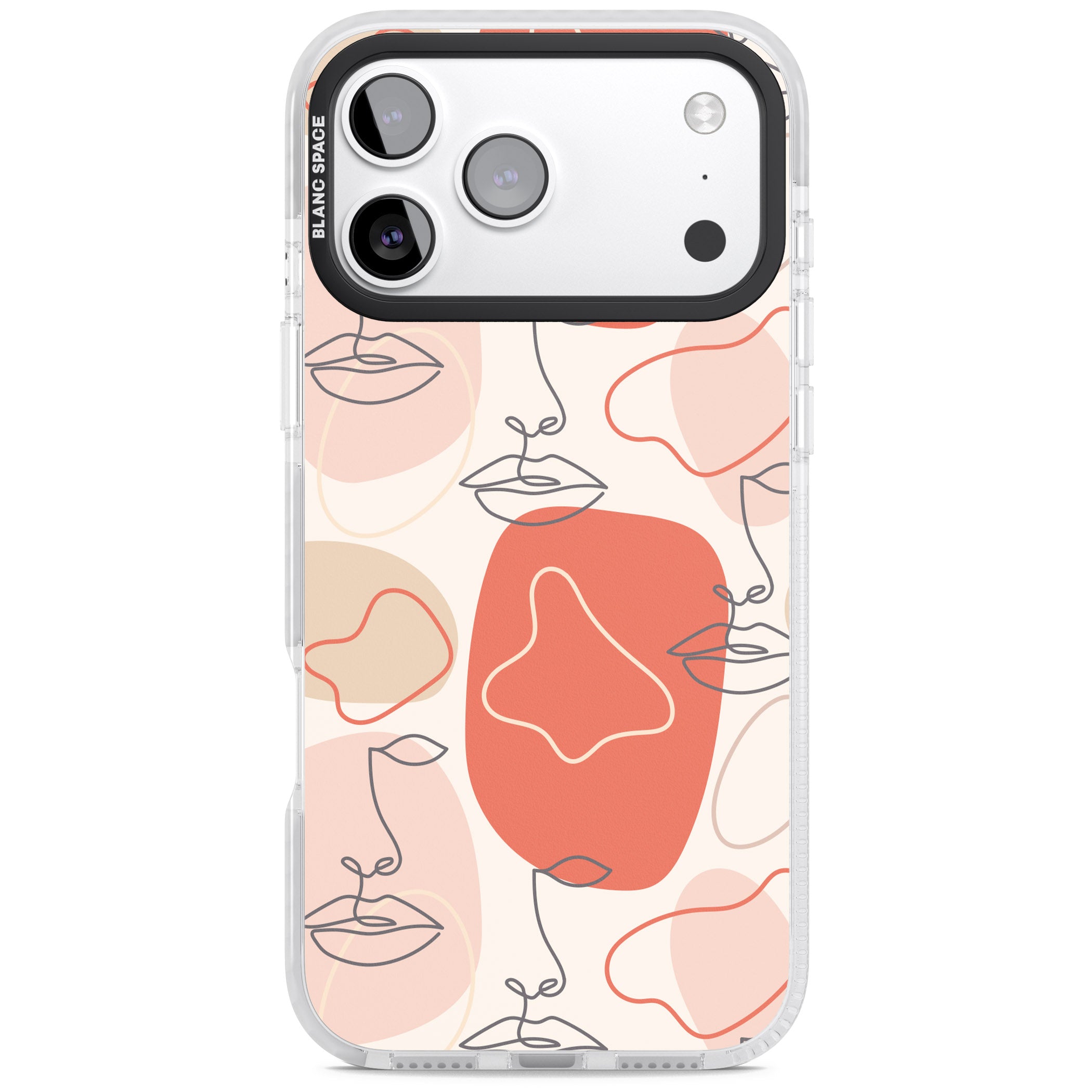 Abstract Face Line Art iPhone 17 Pro Impact Clear Phone Case