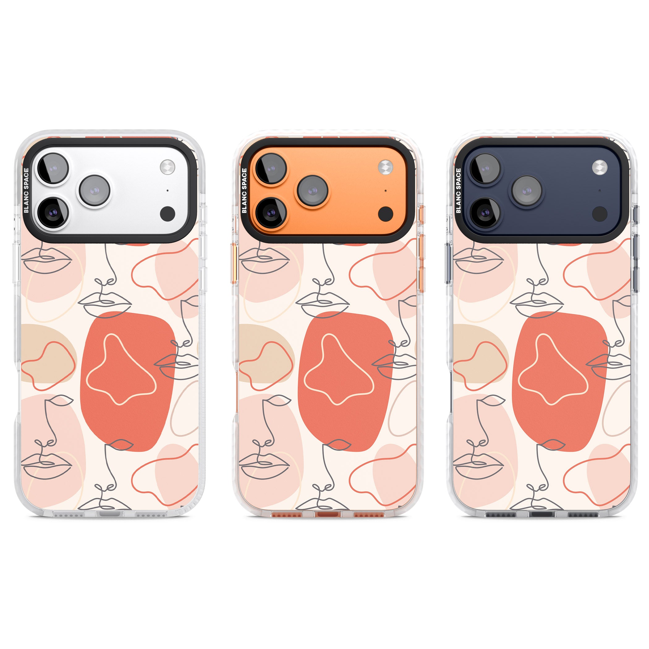 Abstract Face Line Art iPhone 17 Pro Impact Clear Phone Case APT Impact Protection
