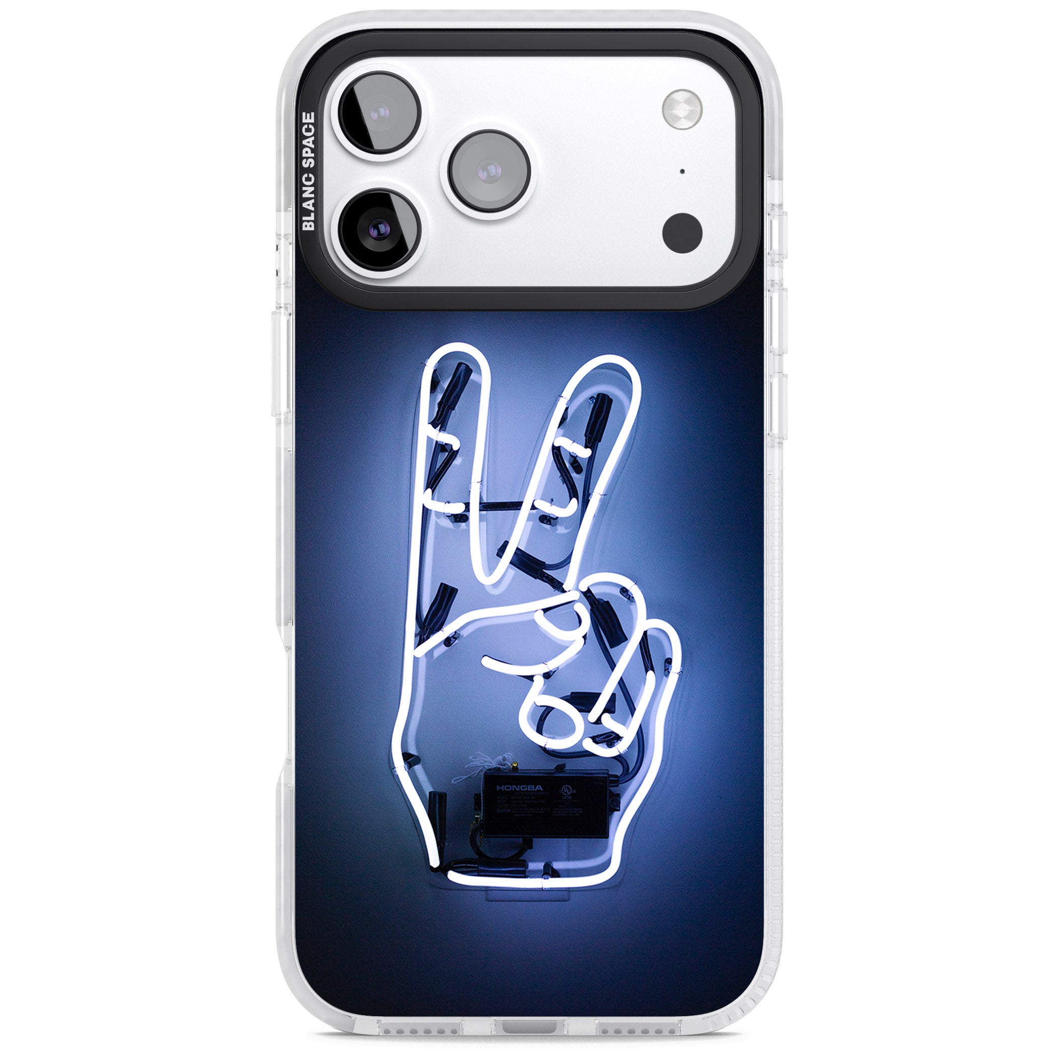 Neon Peace Sign iPhone 17 Pro Impact Clear Phone Case