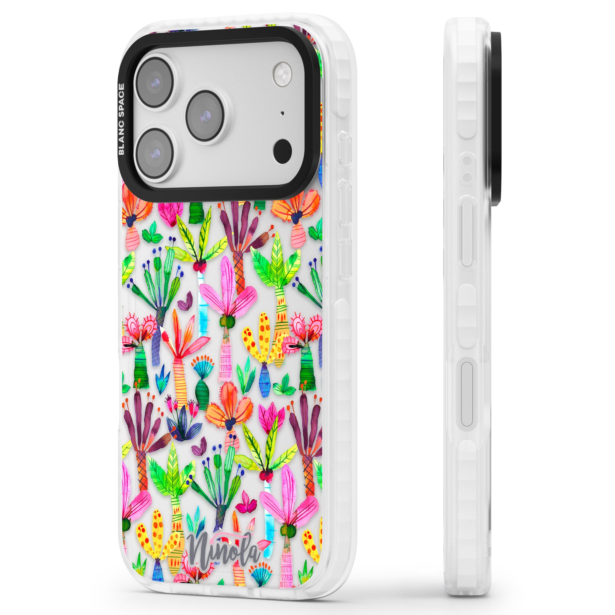Tropical Botanical iPhone 17 Pro Max Impact Clear Phone Case Side Profile
