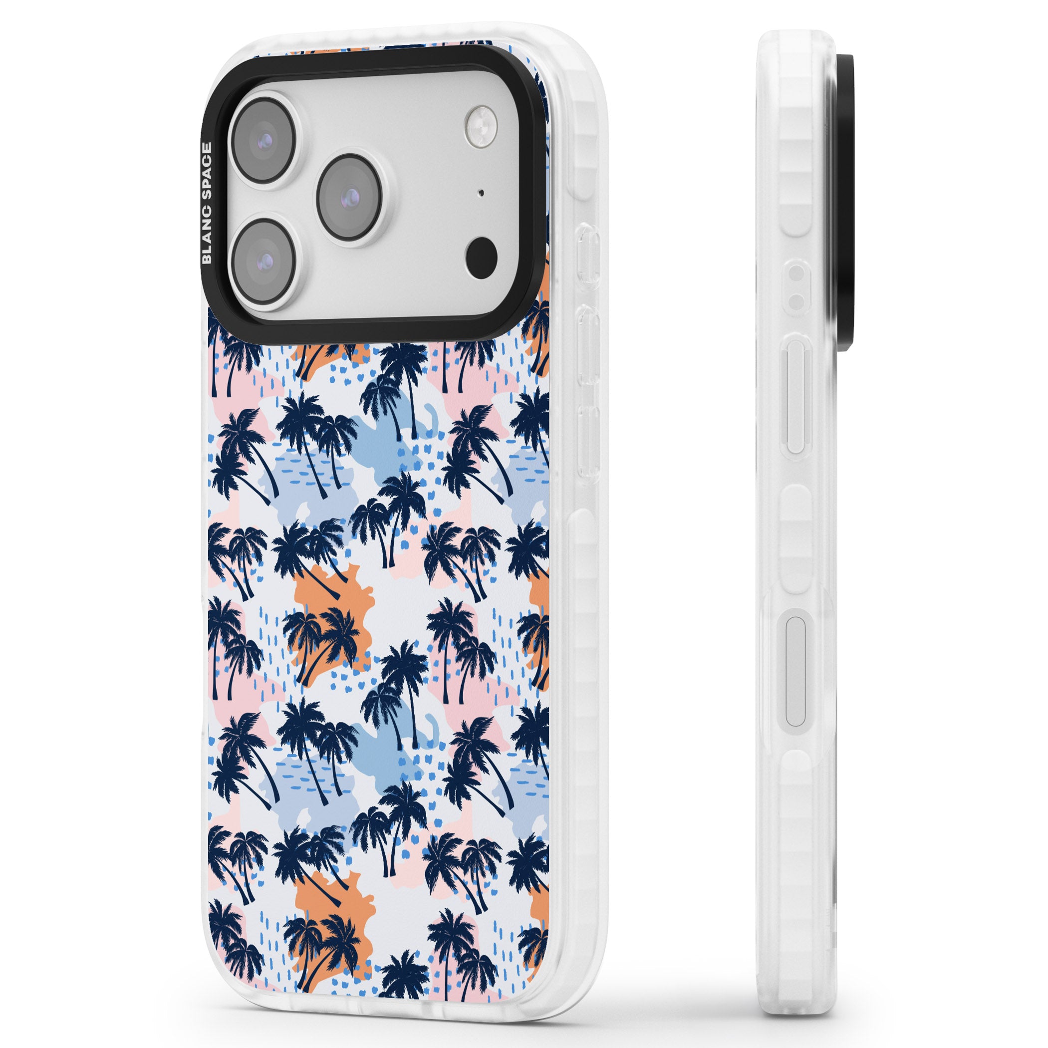 Tropical Vibes Palm iPhone 17 Pro Max Impact Clear Phone Case Side Profile