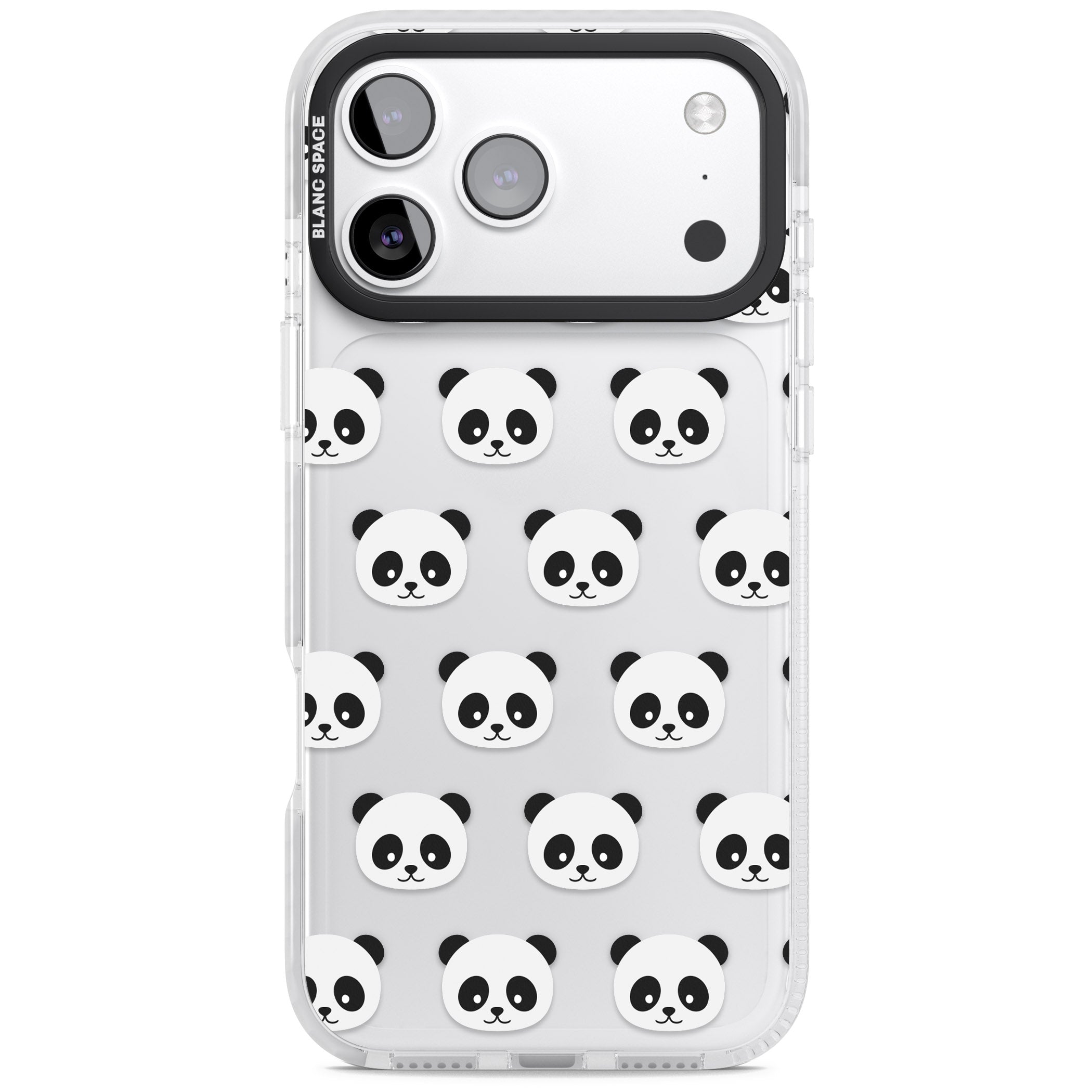Panda Face Pattern iPhone 17 Pro Impact Clear Phone Case