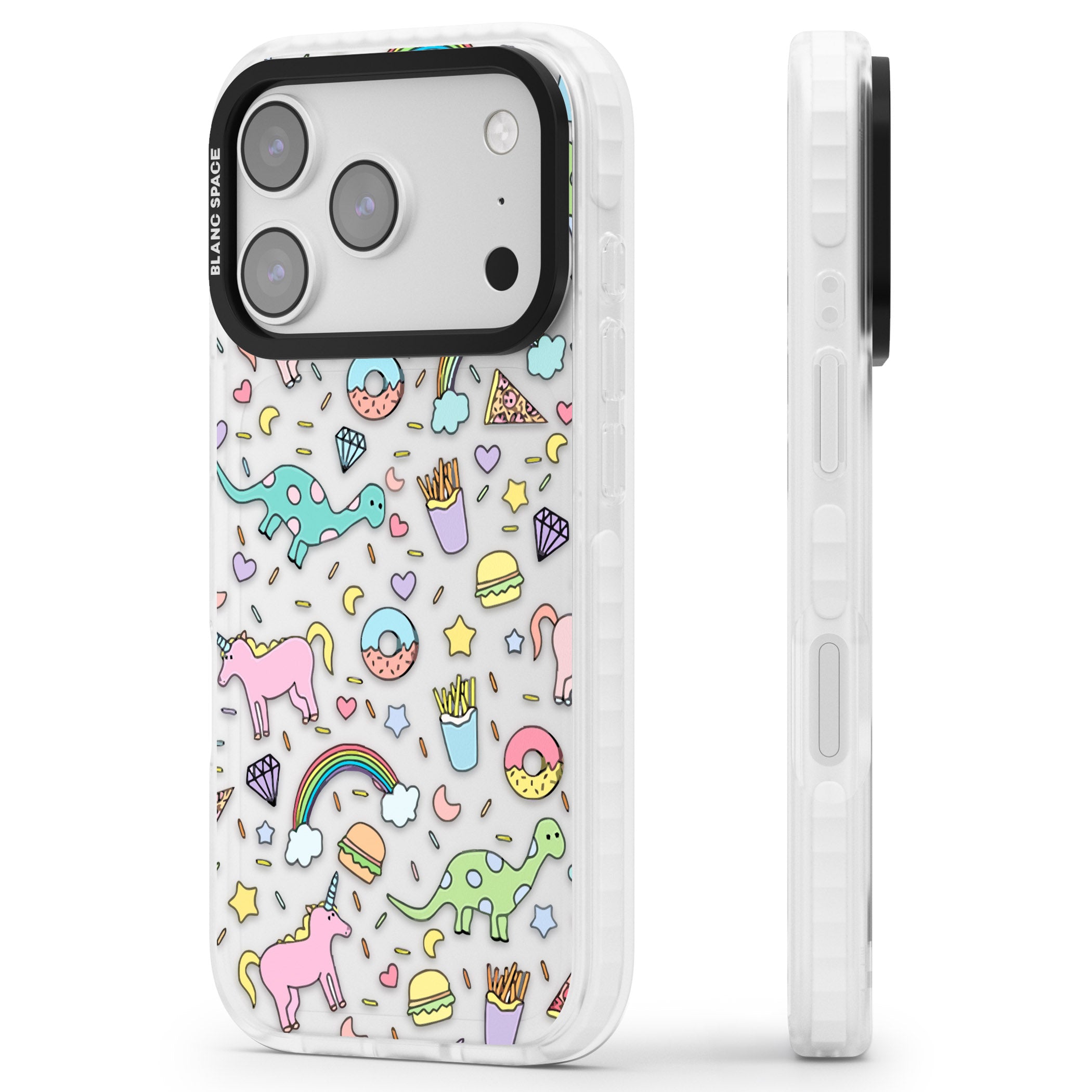 Cute Pattern iPhone 17 Pro Impact Clear Phone Case Side Profile