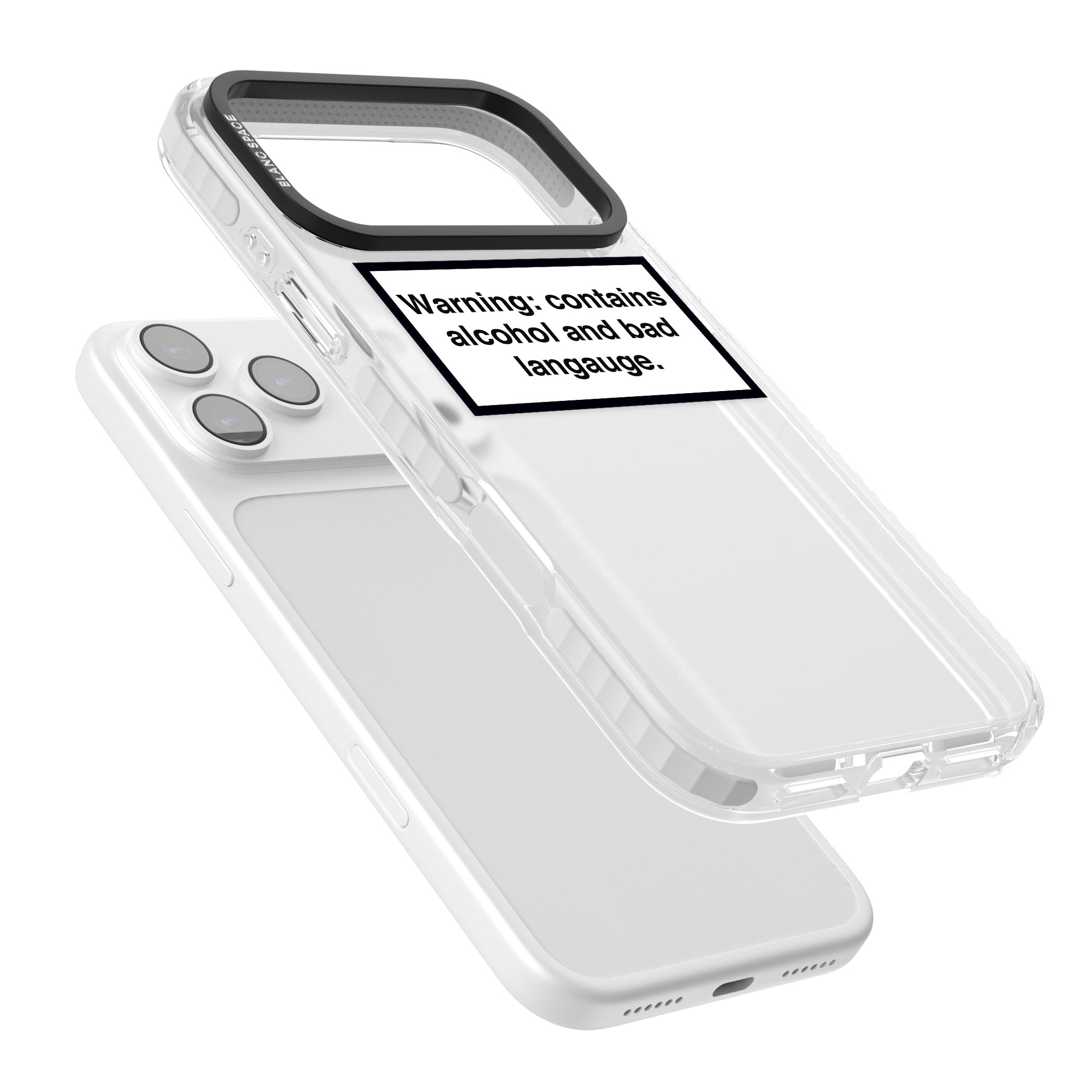 Warning: Contains Alcohol & Bad Language iPhone 17 Pro Impact Clear Phone Case Colours