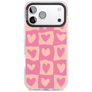 Pink Wavy Checked Hearts
