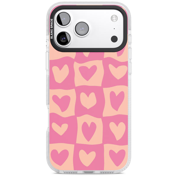 Pink Wavy Checked Hearts