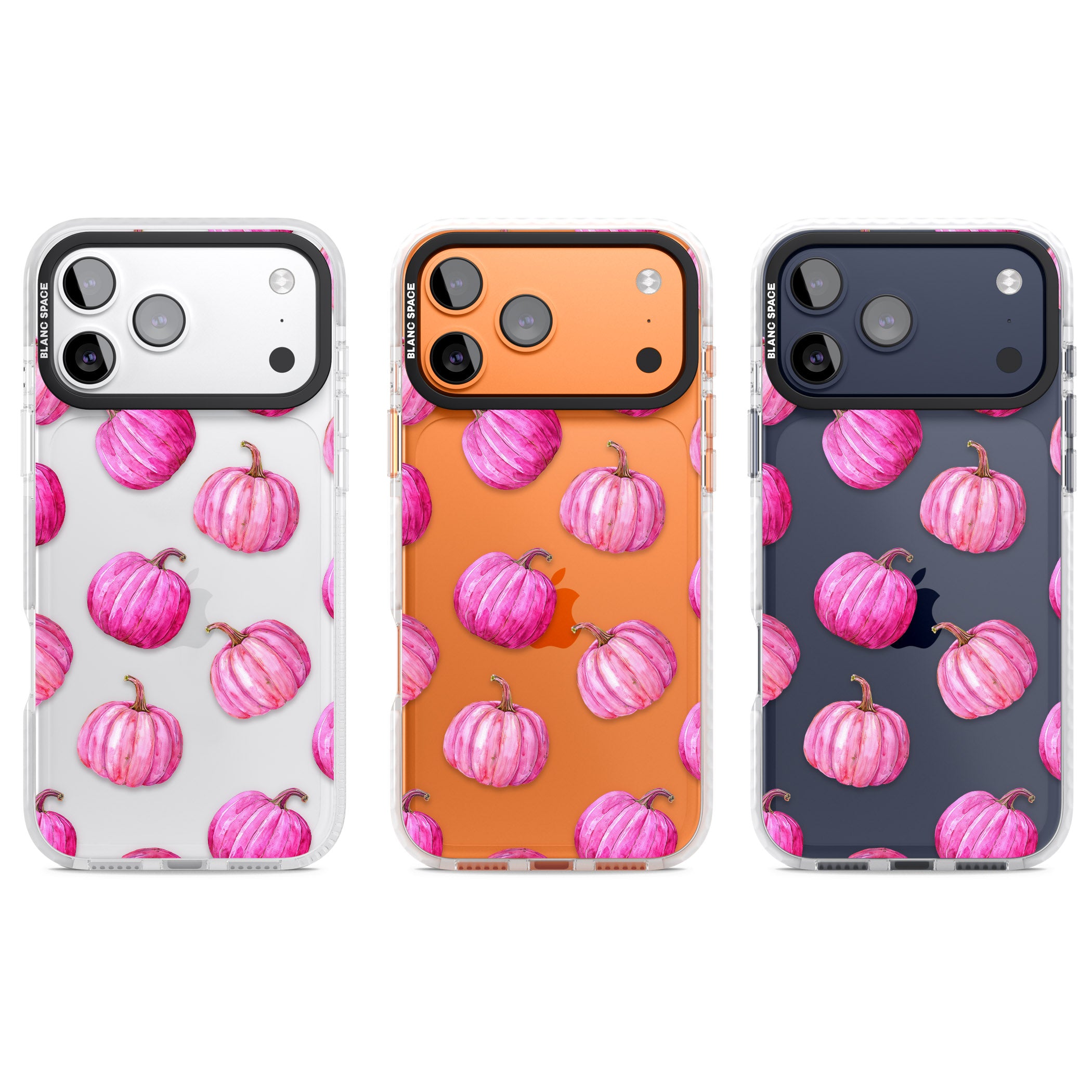 Pink Pumpkins iPhone 17 Pro Impact Clear Phone Case APT Impact Protection